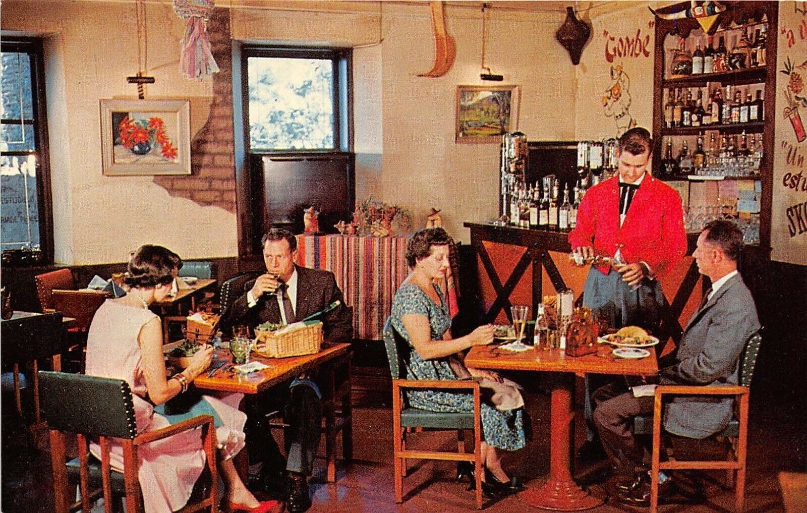 San Diego California c1971 Postcard Manuel\'s Historical Restaurante Dining Room 