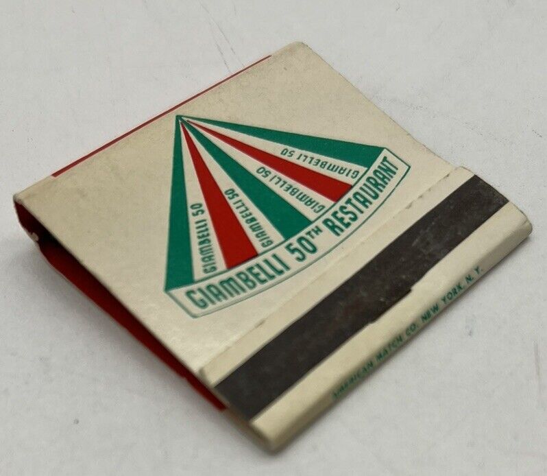 Vintage Matchbook w/ Matches Giambelli 50th, FINE ITALIAN CUISINE Restaurant NYC