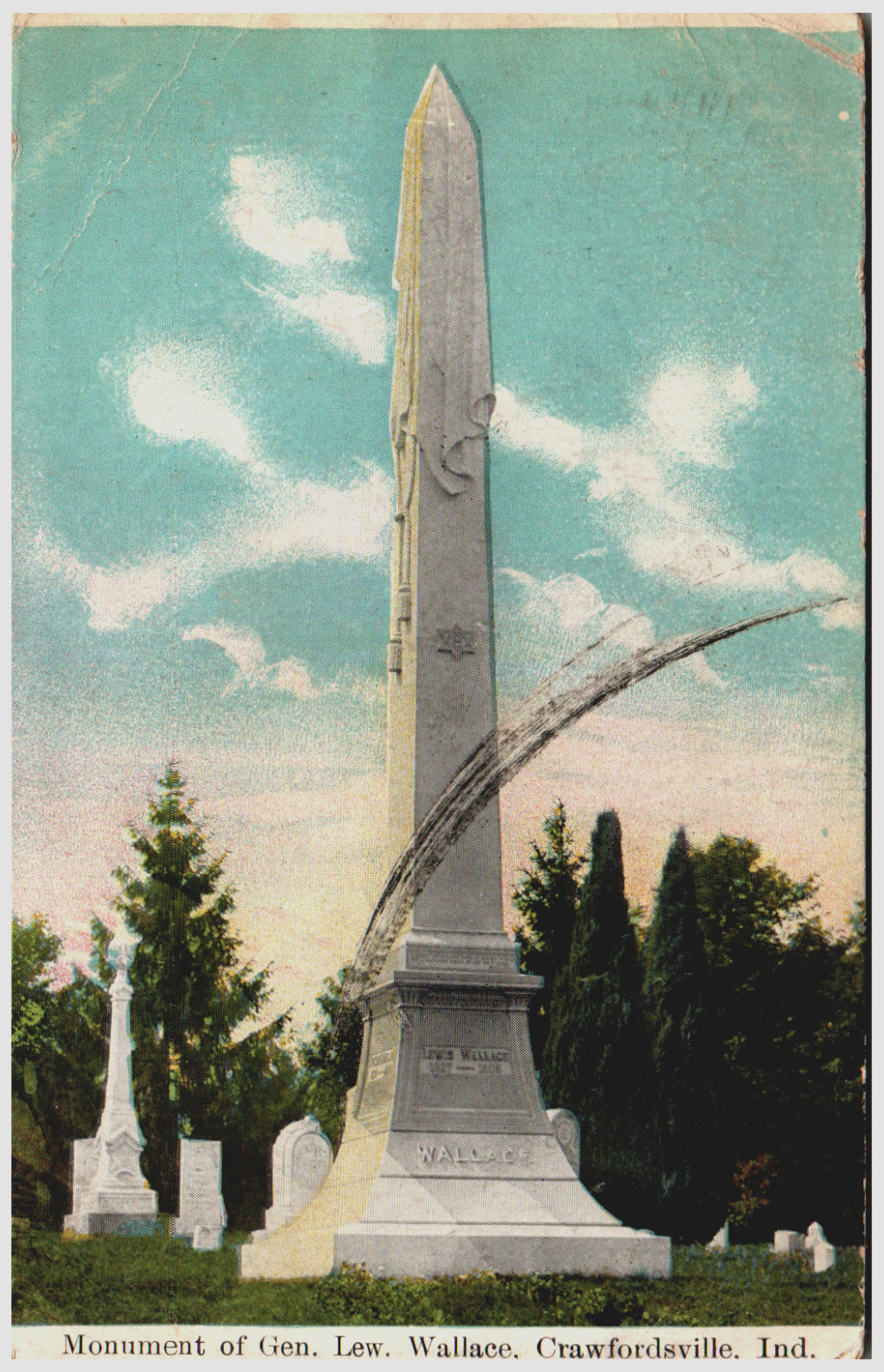 Postcard Vintage General Lew Wallace Monument Crawfordsville, IN