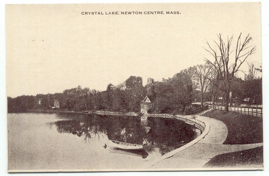 Newton Centre MA Crystal Lake Postcard Massachusetts