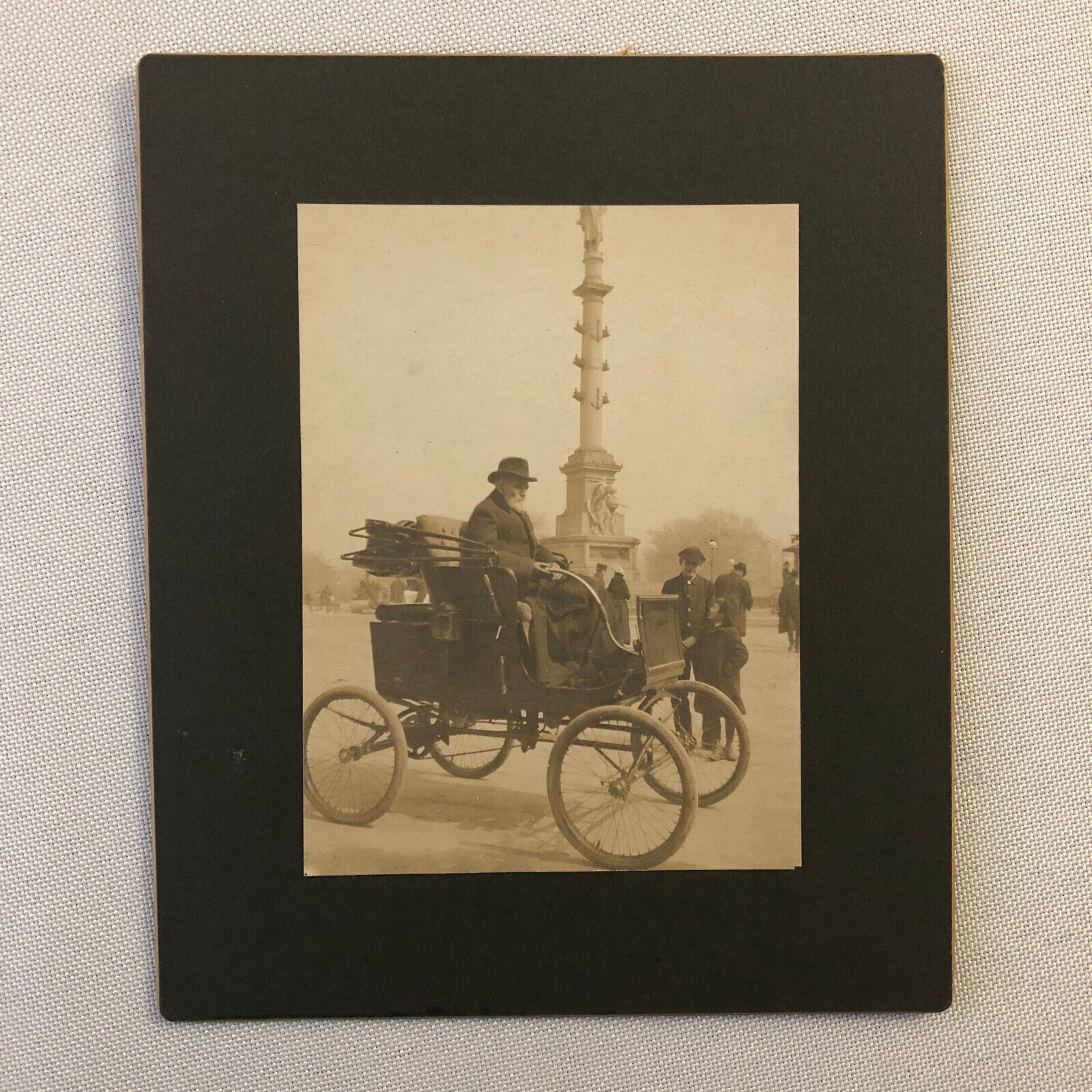 Antique Photo Photograph 1902 Man in Early Automobile Car Chase Manhattan Bank