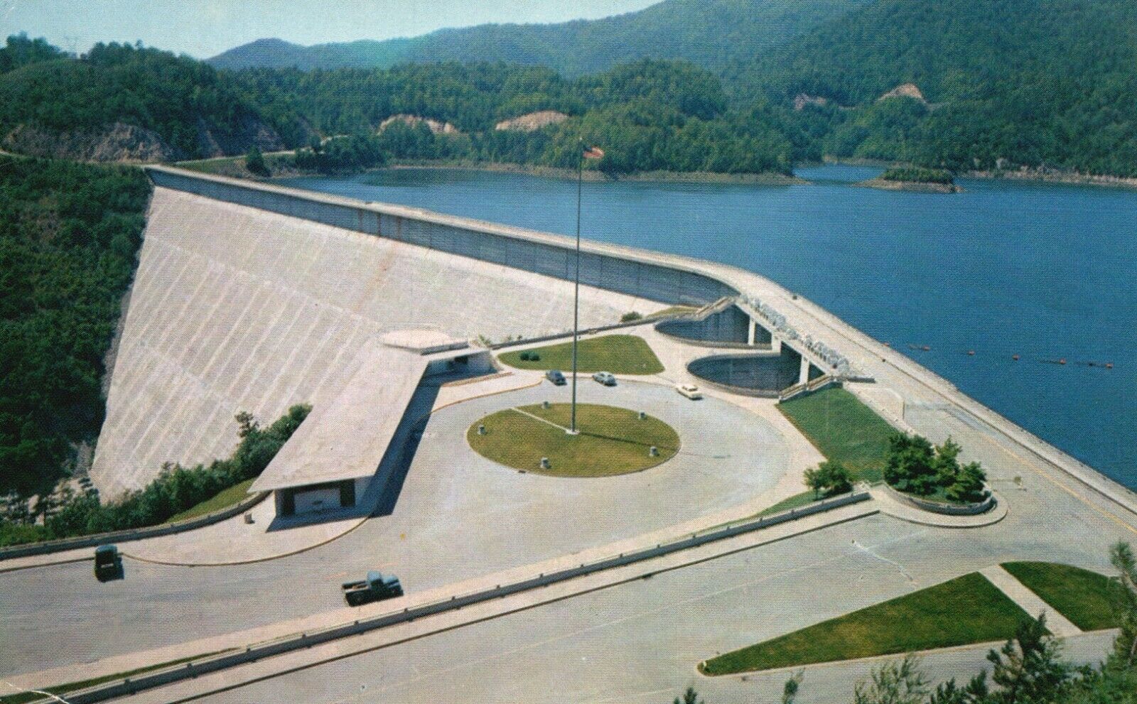 Postcard NC Fontana Dam Observation Building Posted 1959 Chrome Vintage PC H3846
