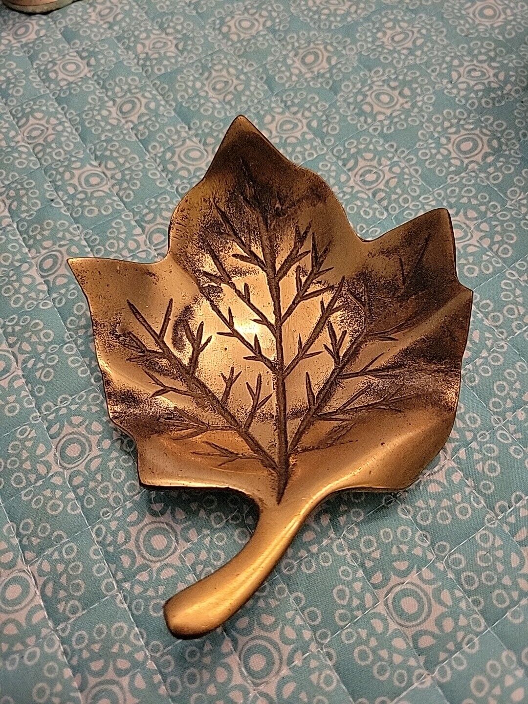Vintage Brass Maple Leaf Trinket Dish