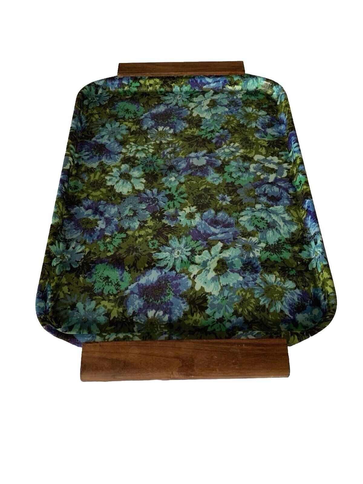 Rexilite by Eubanks fiberglass serving tray blue green florals