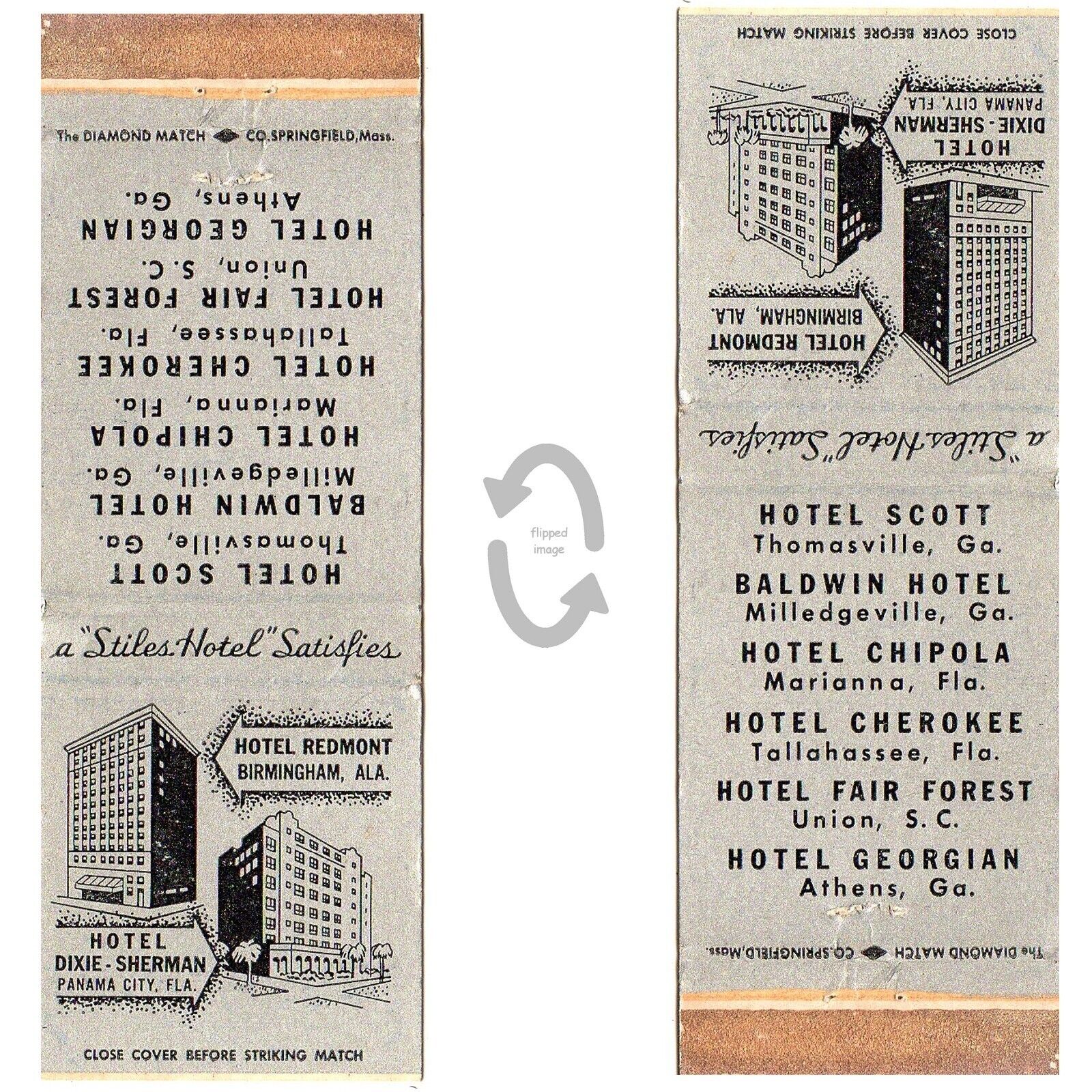 Vintage Matchbook Cover Hotel Dixie Sherman Panama City FL 1940s Birmingham AL