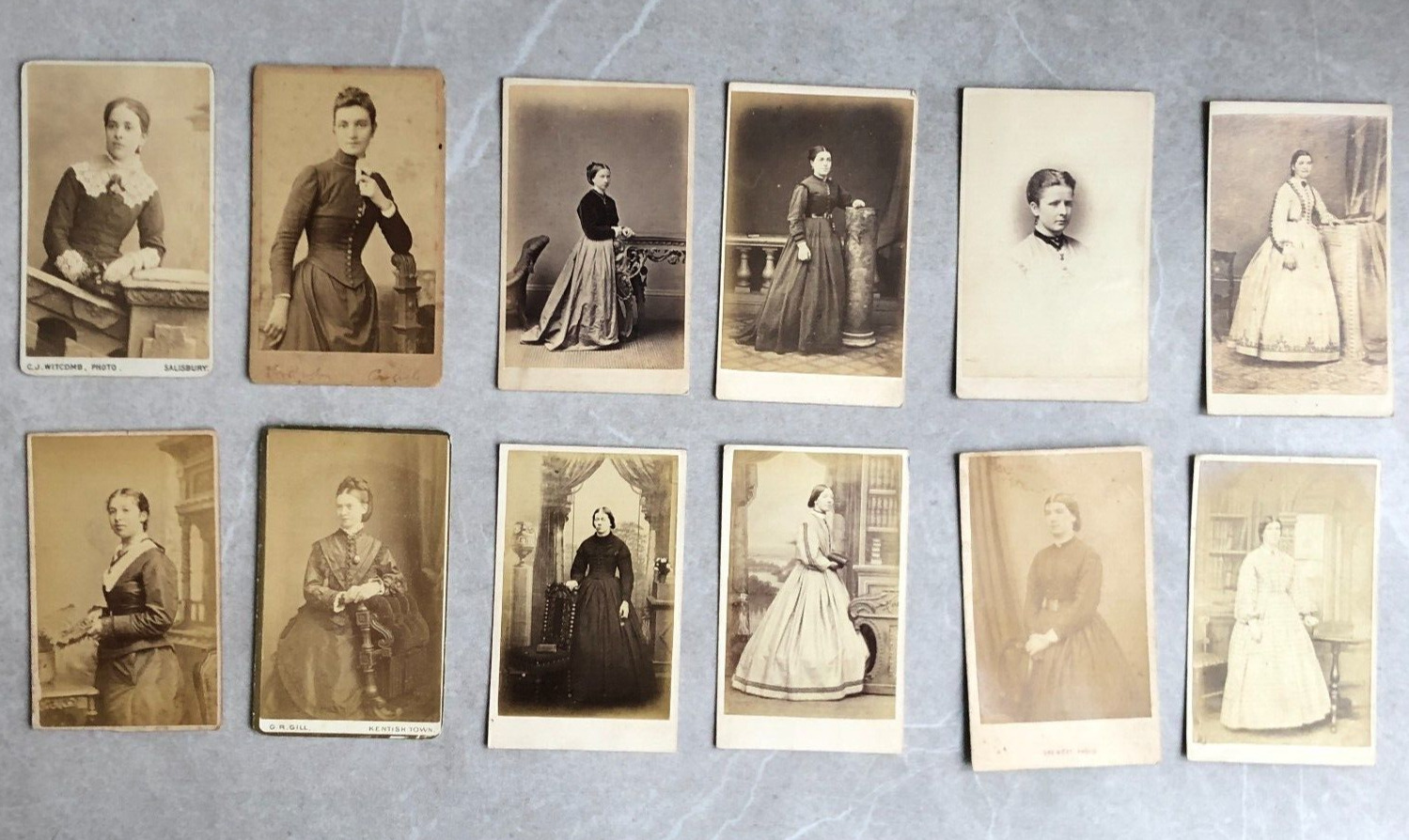 CDV Photos x12 Job Lot Women In Studio Victorian Antique
