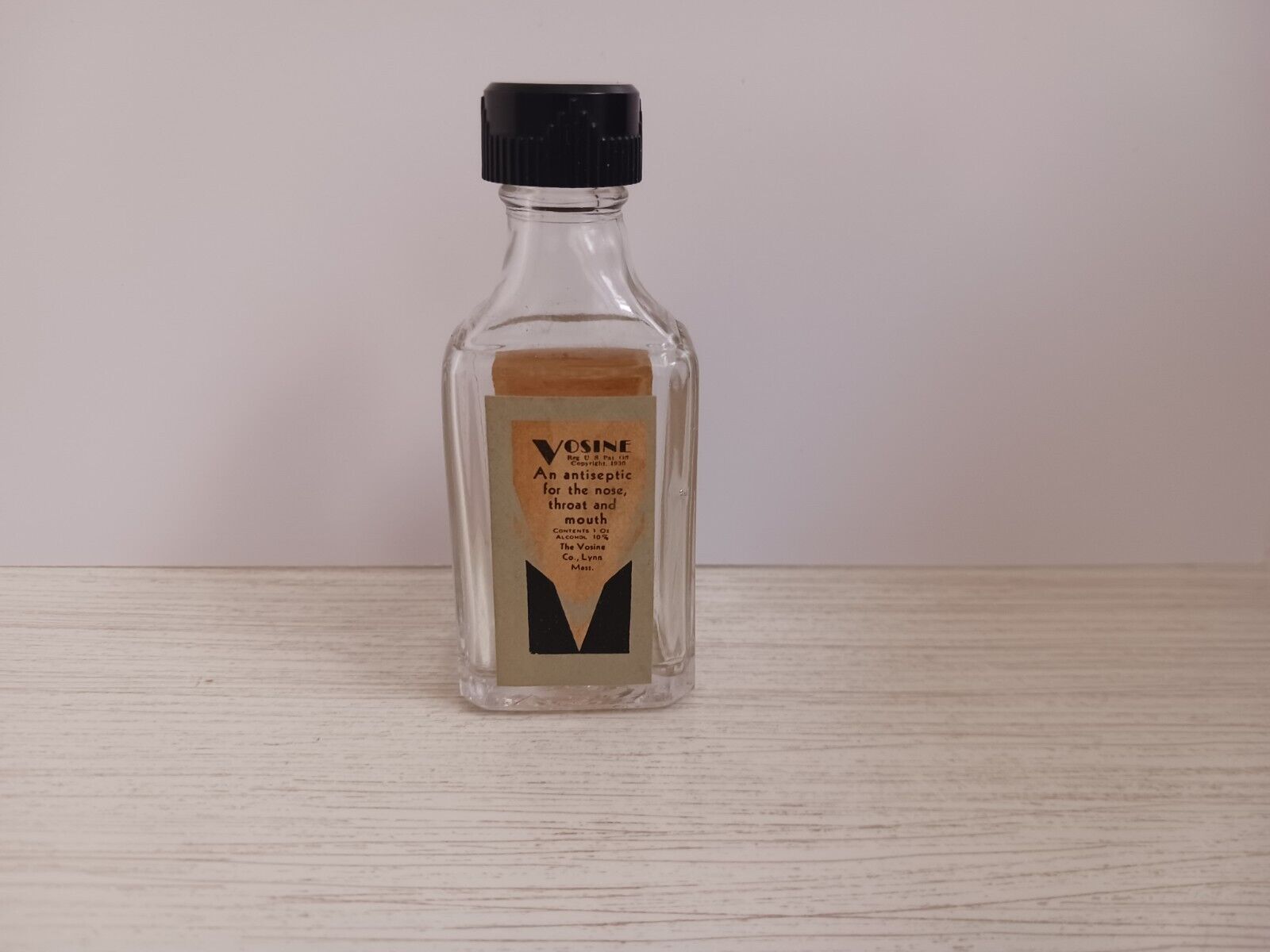Vintage 1930s Medicine Bottle Antiseptic Vosine Art Deco