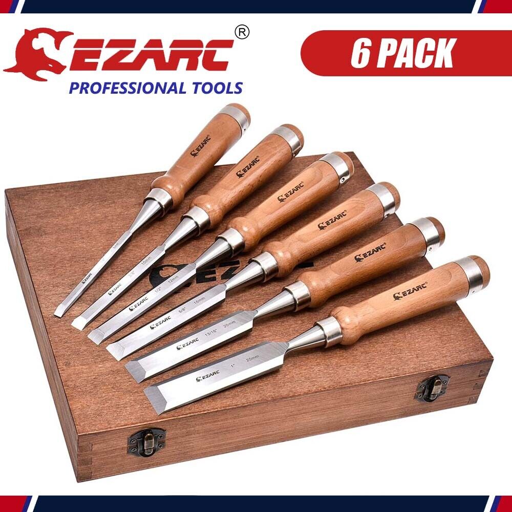 Wood Carving Hand Chisel Tool Set Professional Woodworking Gouges Steel W/ Case