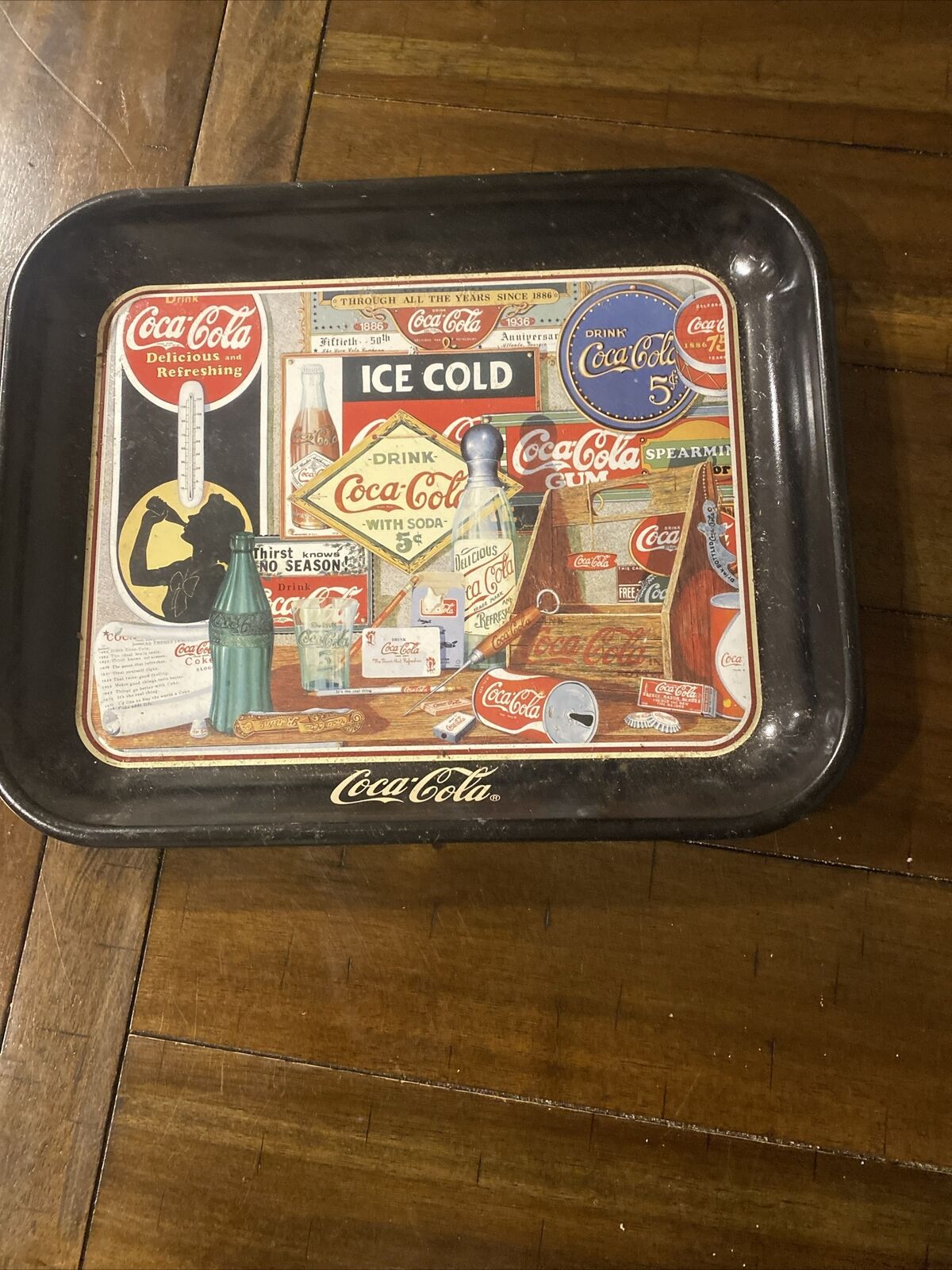 Vintage 1985 Coca Cola Metal Serving Tray, Through the Years Preowned