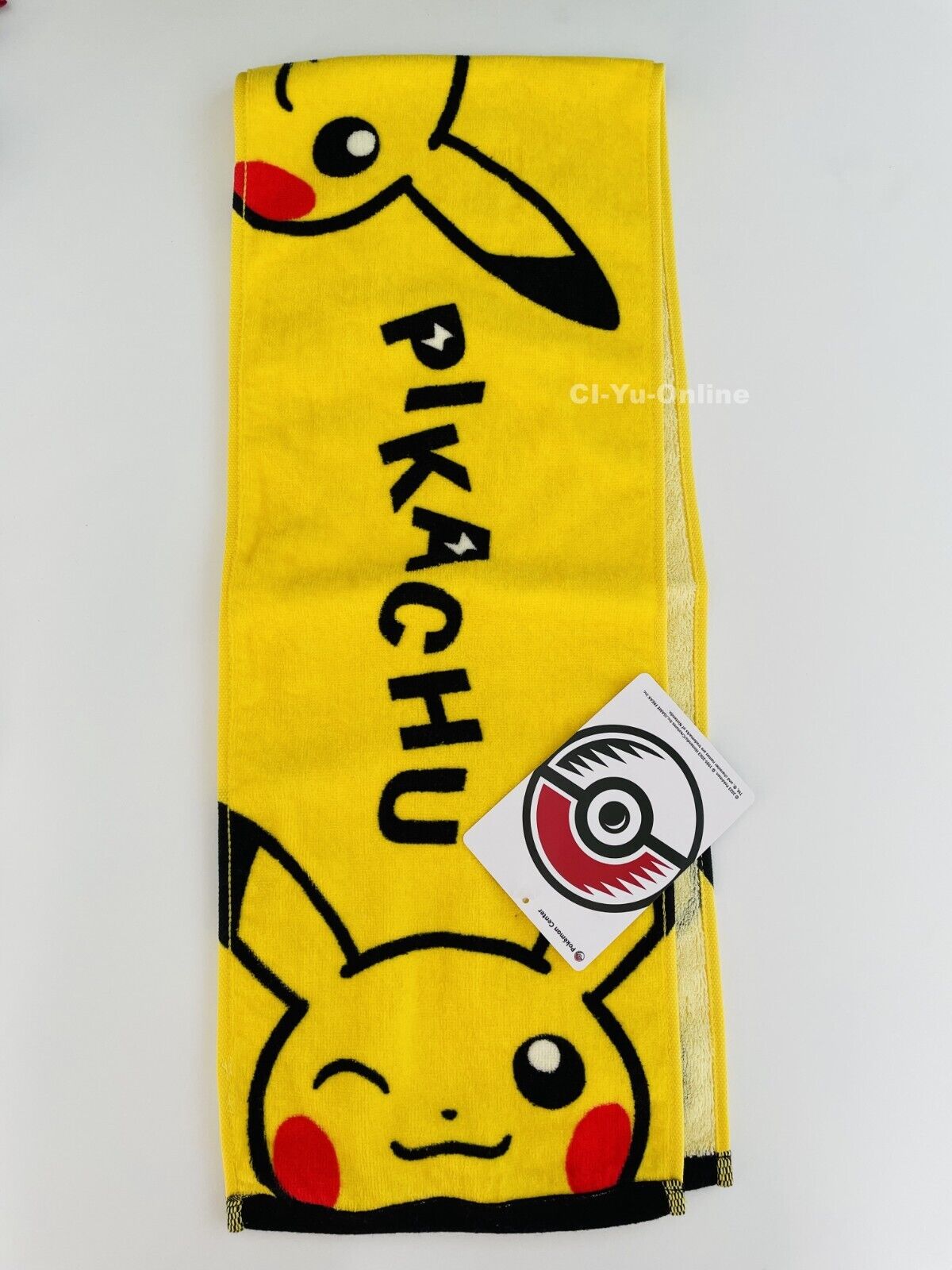 Pokemon Center Original Soft Face Hand Towel Pikachu Yellow Muffler Scarf Cute
