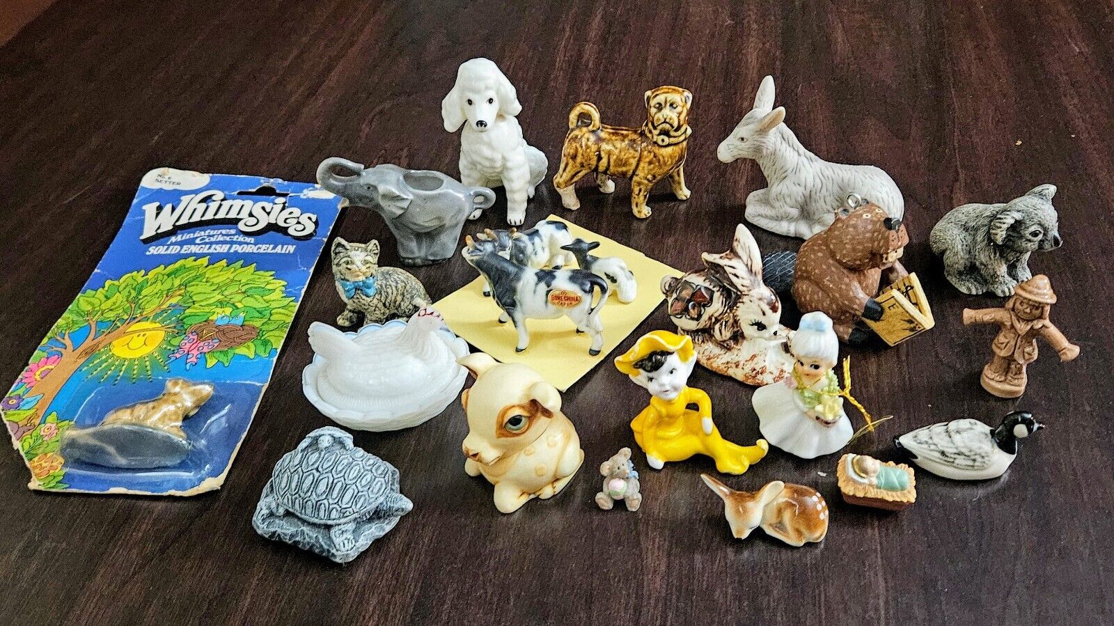 Vintage Miniature Figurine Lot Bone China, Wade, Hen On Nest, Ceramic Porcelain
