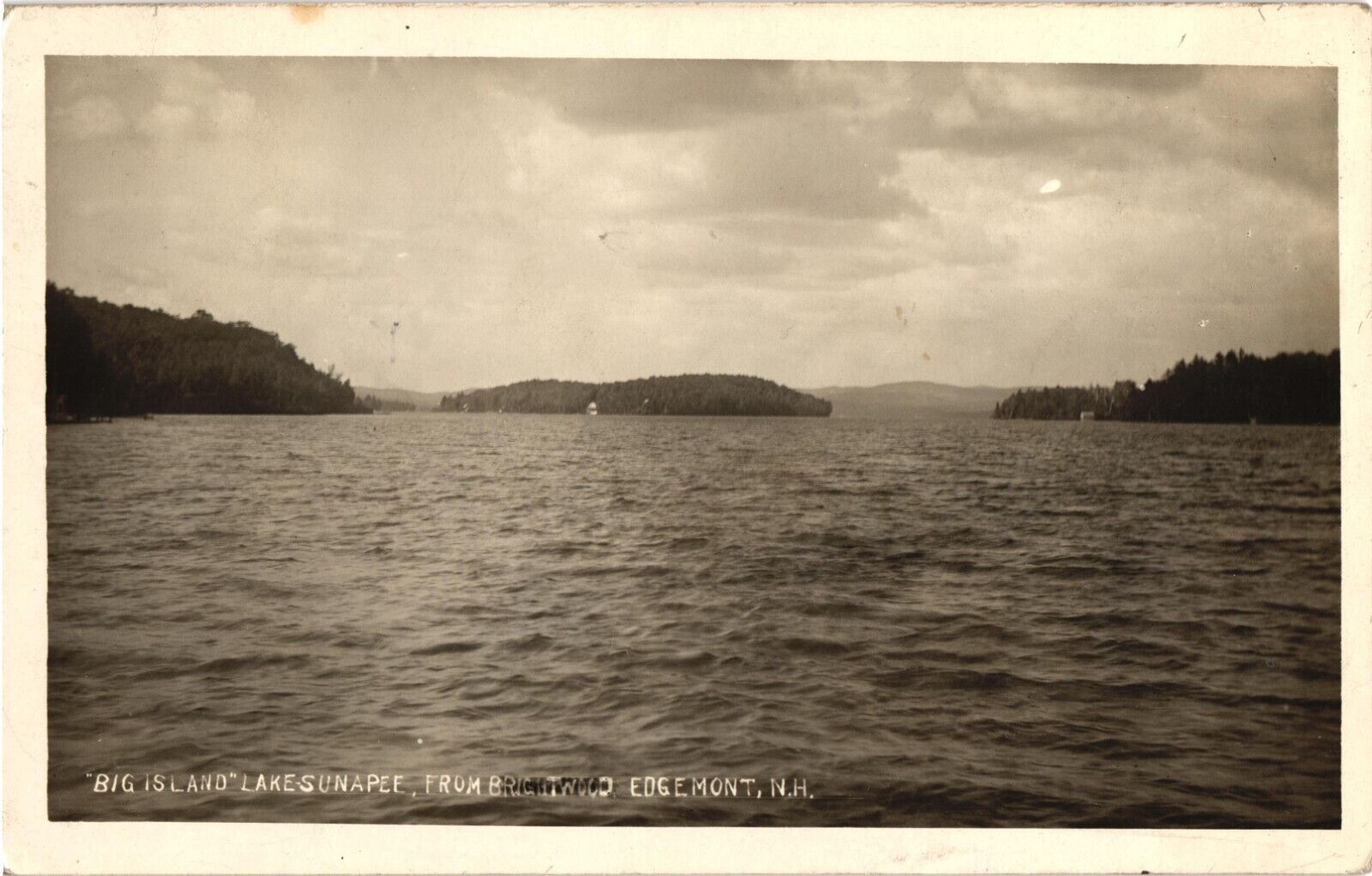 Real Photo 1912 Lake Sunapee EDGEMONT NEW HAMPSHIRE Big Island Postcard
