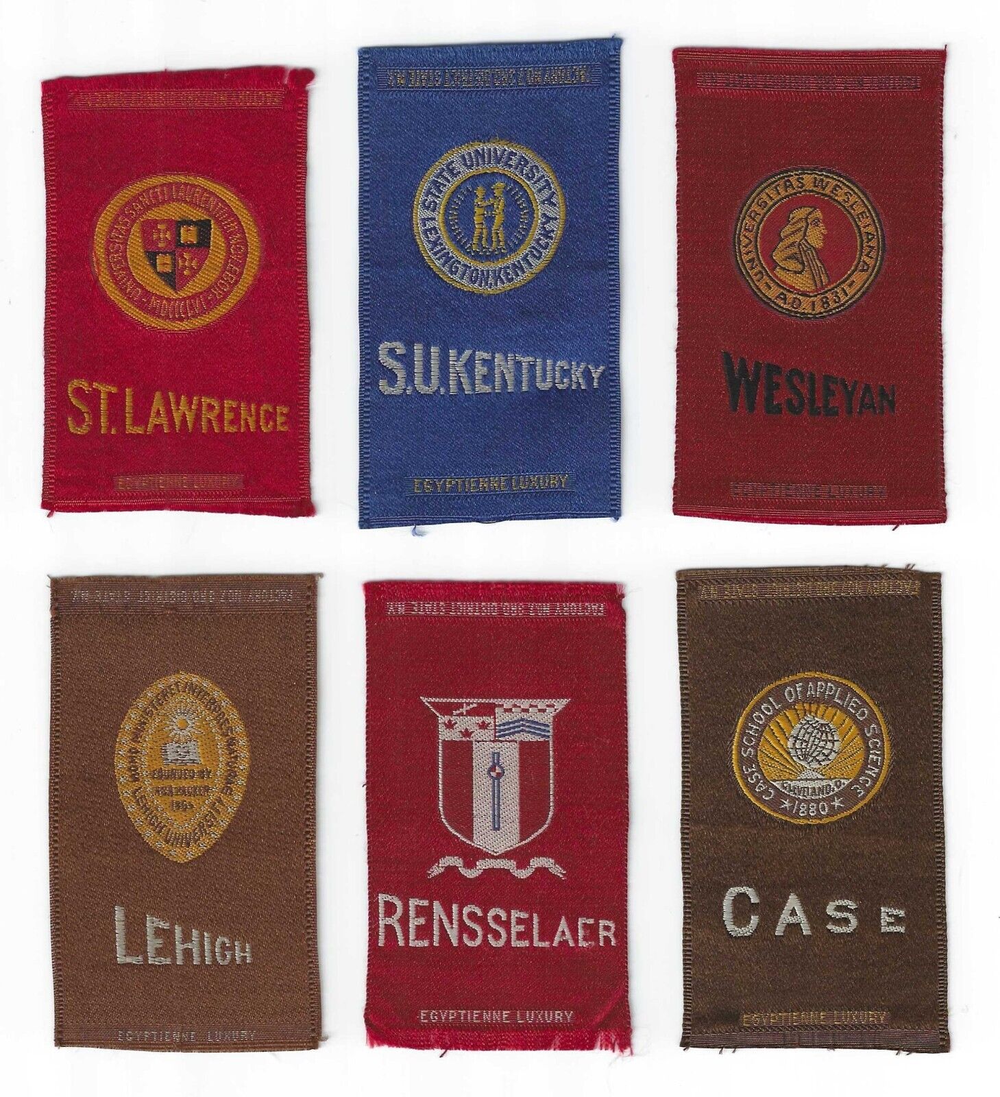 c1910's S25 Tobacco Silk - College Seals Series - 6 Different Universities NCAA
