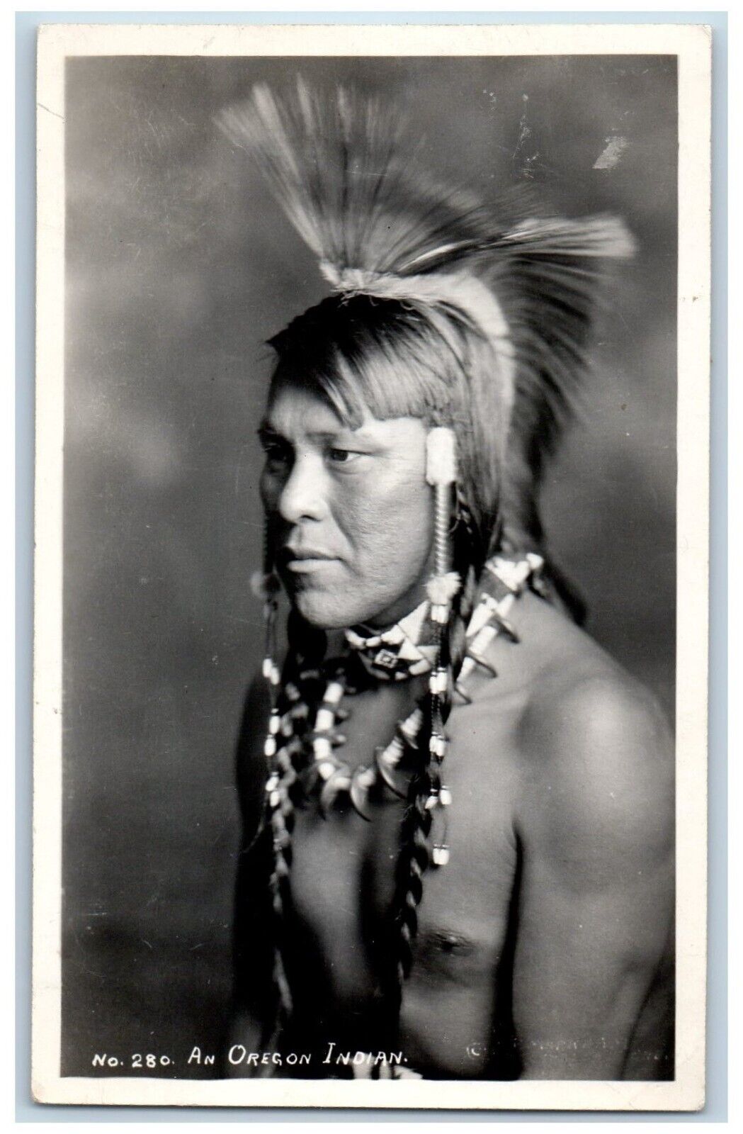 An Oregon Indian Postcard RPPC Photo Studio Portrait c1940's Posted Vintage