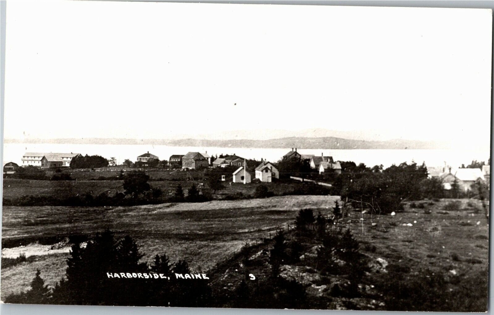 RPPC View Overlooking Harborside ME Vintage Postcard B21