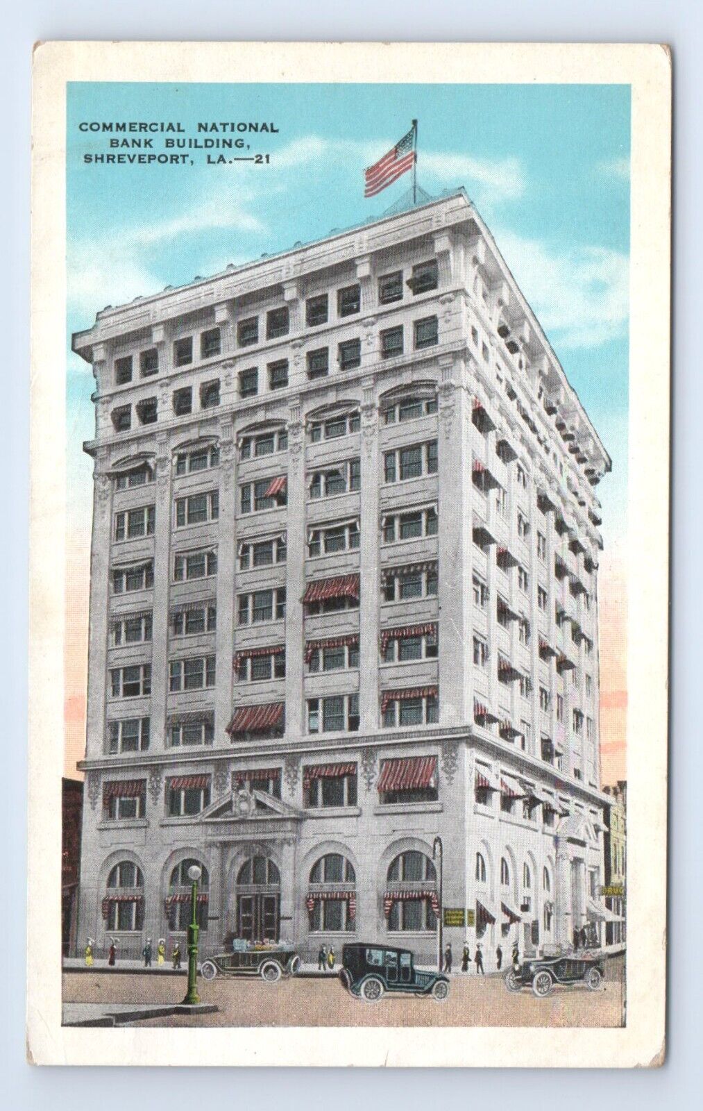 Commercial National Bank Building Shreveport Louisiana Postcard VTG Street View