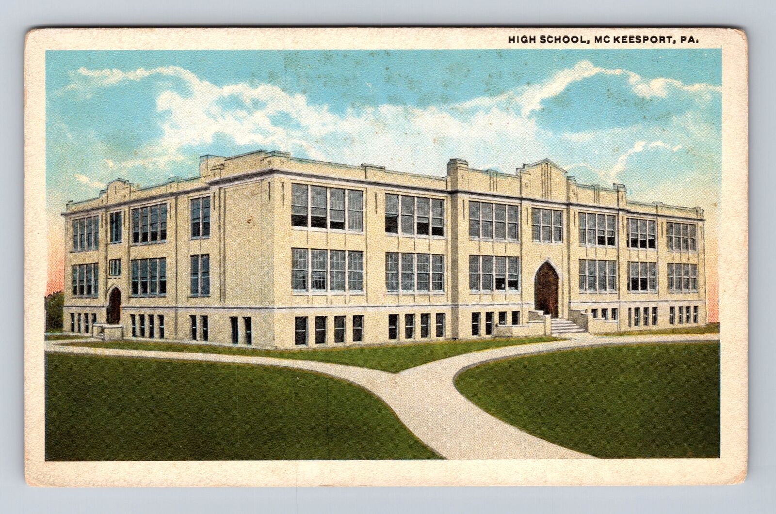 McKeesport PA-Pennsylvania, High School, Antique Vintage Souvenir Postcard