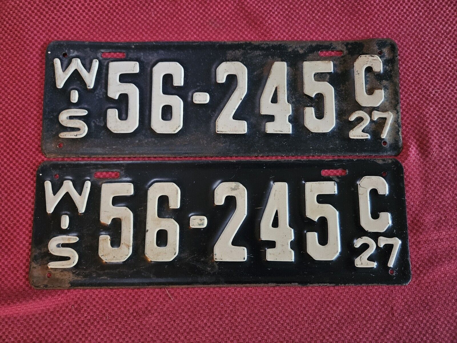 PAIR 1927 Wisconsin license plates -- plate # 56-245