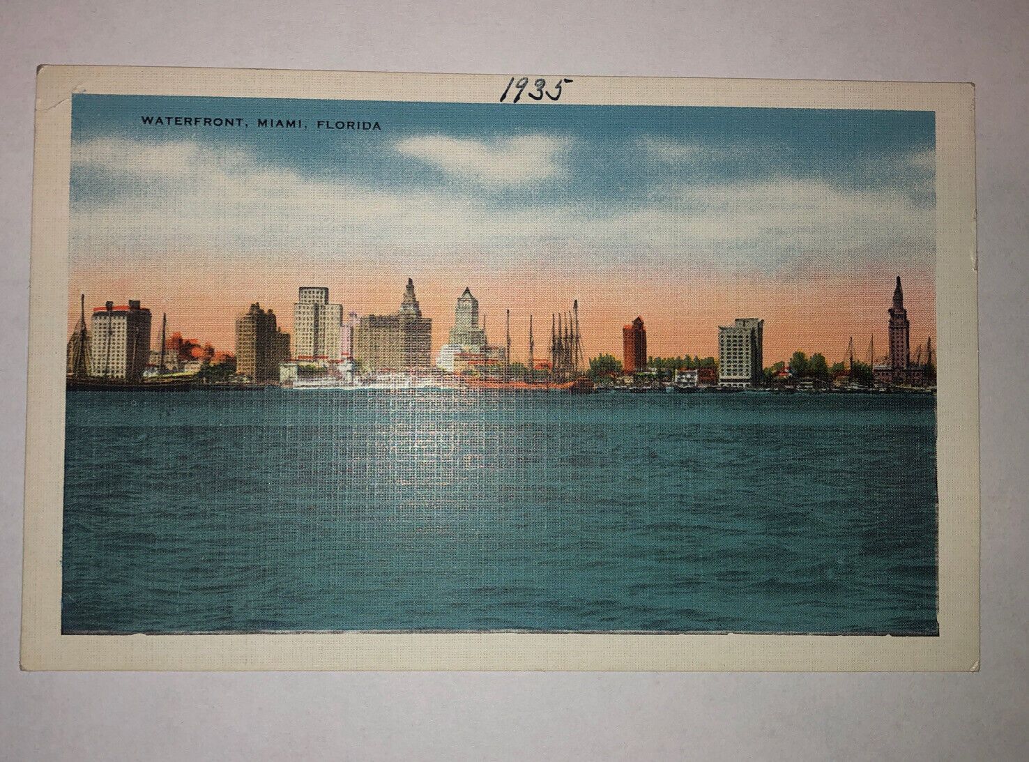 Florida FL Miami Waterfront Postcard Old Vintage Card View Standard 1935 Linen