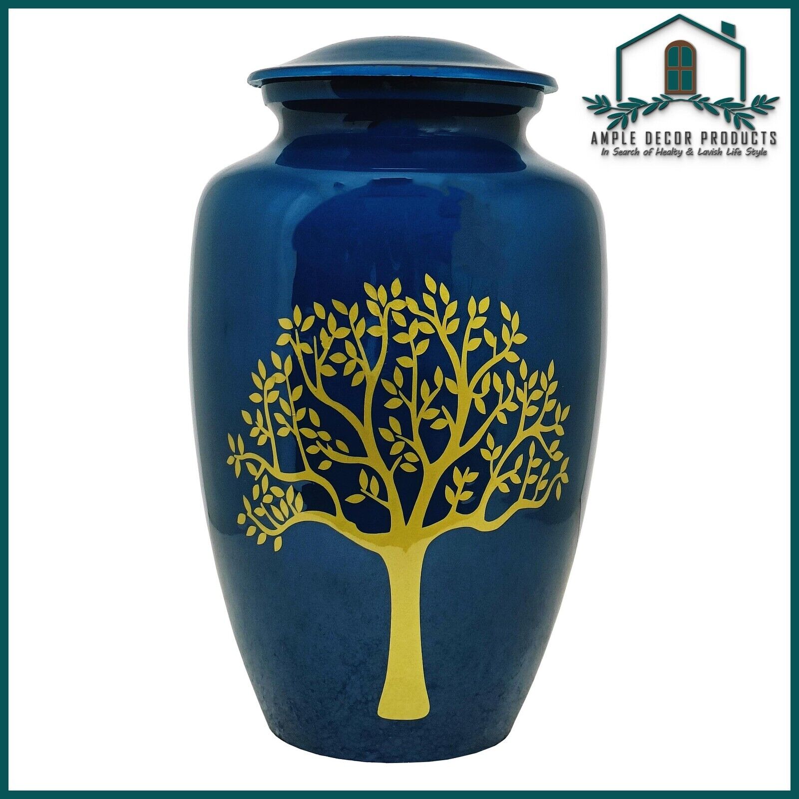 Personalized Cremation Urns for Human Ashes - Custom Golden Tree With Bag