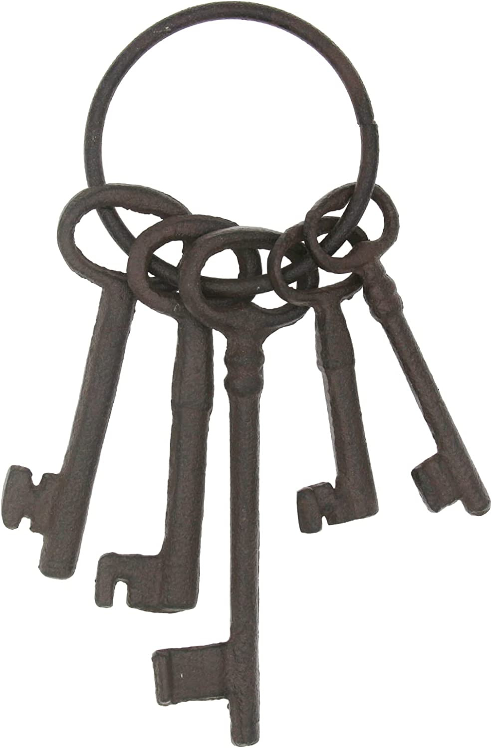 Vintage Cast Iron Skeleton Key Ring Antique Style Pirate Treasure Chest Keys Set