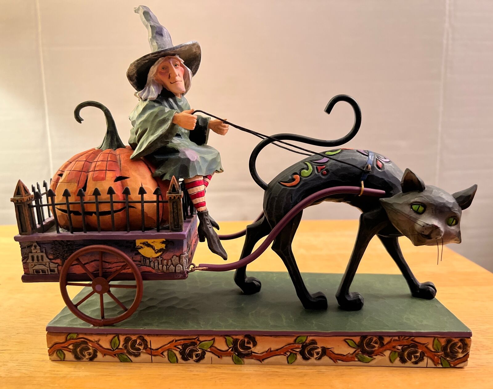 JIM SHORE HEARTWOOD CREEK WICKED RIDE,Witch On Cart w/Cat , 2008