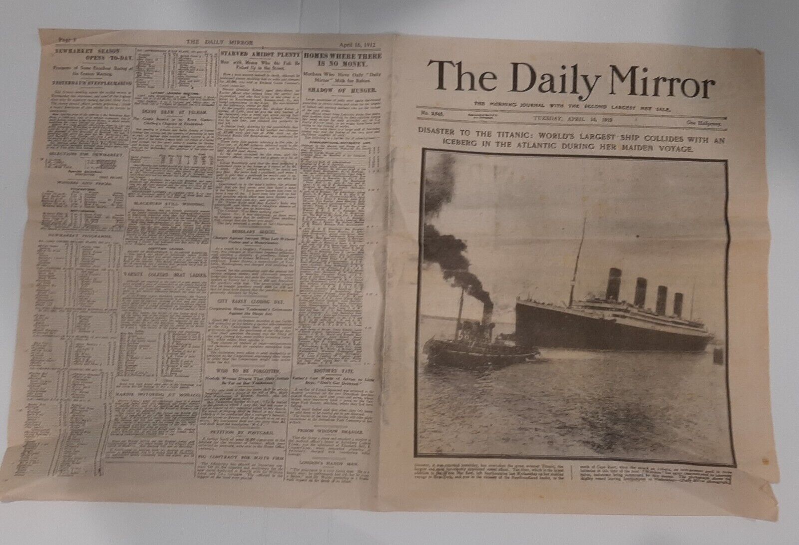 The Daily Mirror UK Titanic Sinks April 16 & 17 1912 Rare Originals