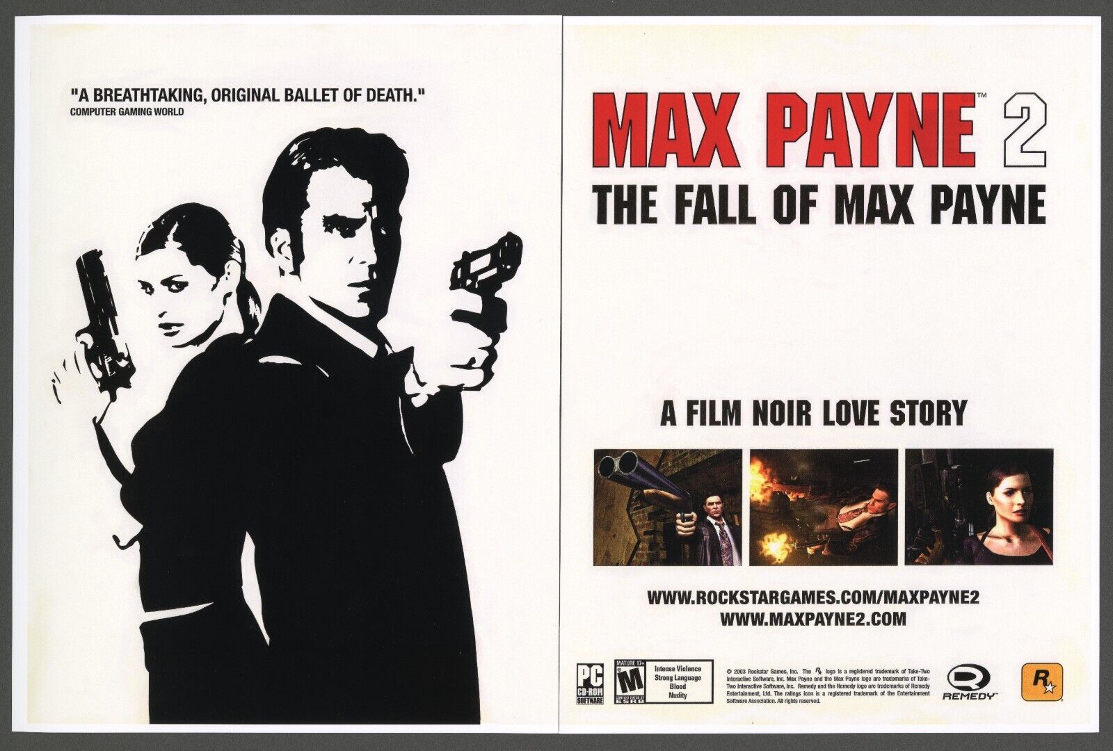 Max Payne 2 The Fall of Max Payne PC Xbox PS2 Game Promo Ad Art Print Poster