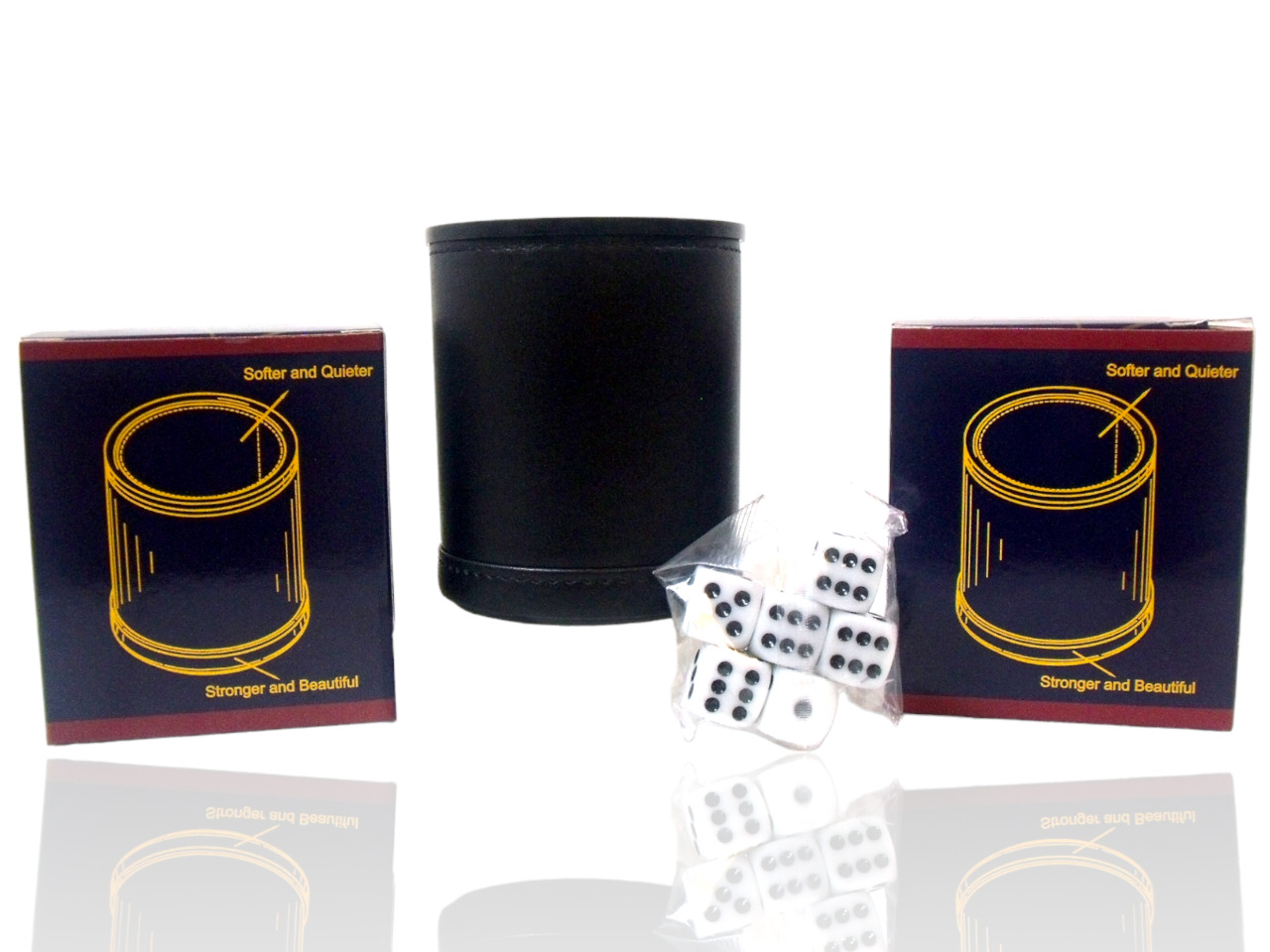 (Set of 2) Reriver PU Leather Dice Cup Set Red Velvet Quiet Shaking w/12 Dice