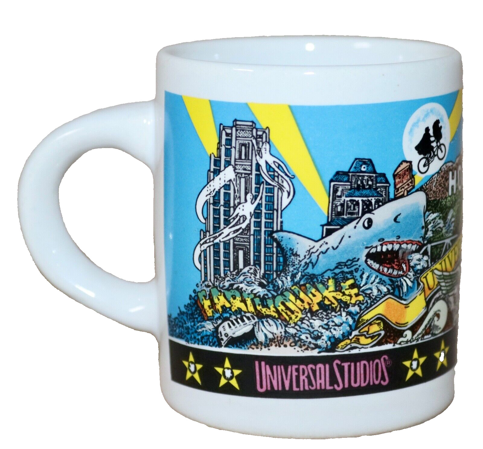 Universal Studios Theme Attractions ~ 4 Oz Miniature Mug  ~ 1989  ~ 2 1/2” Tall