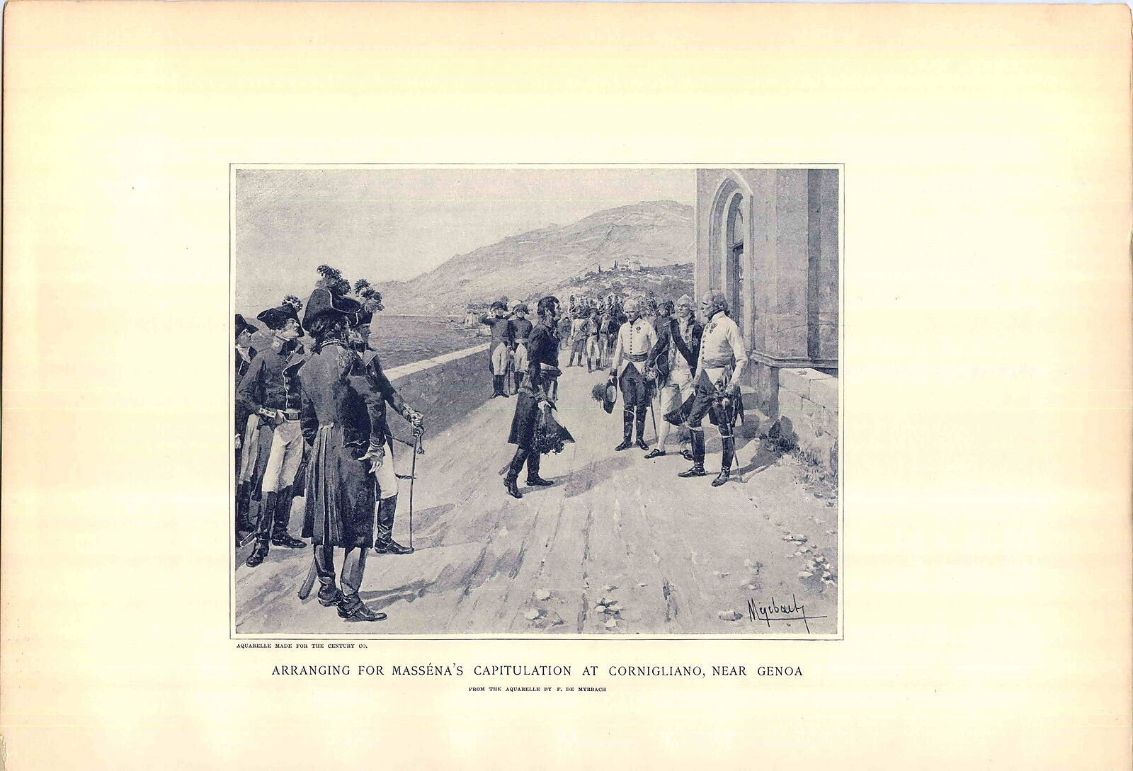 1897 Napoleon Arranging Massena's Capitulation At Cornigliano Near Genoa PRINT