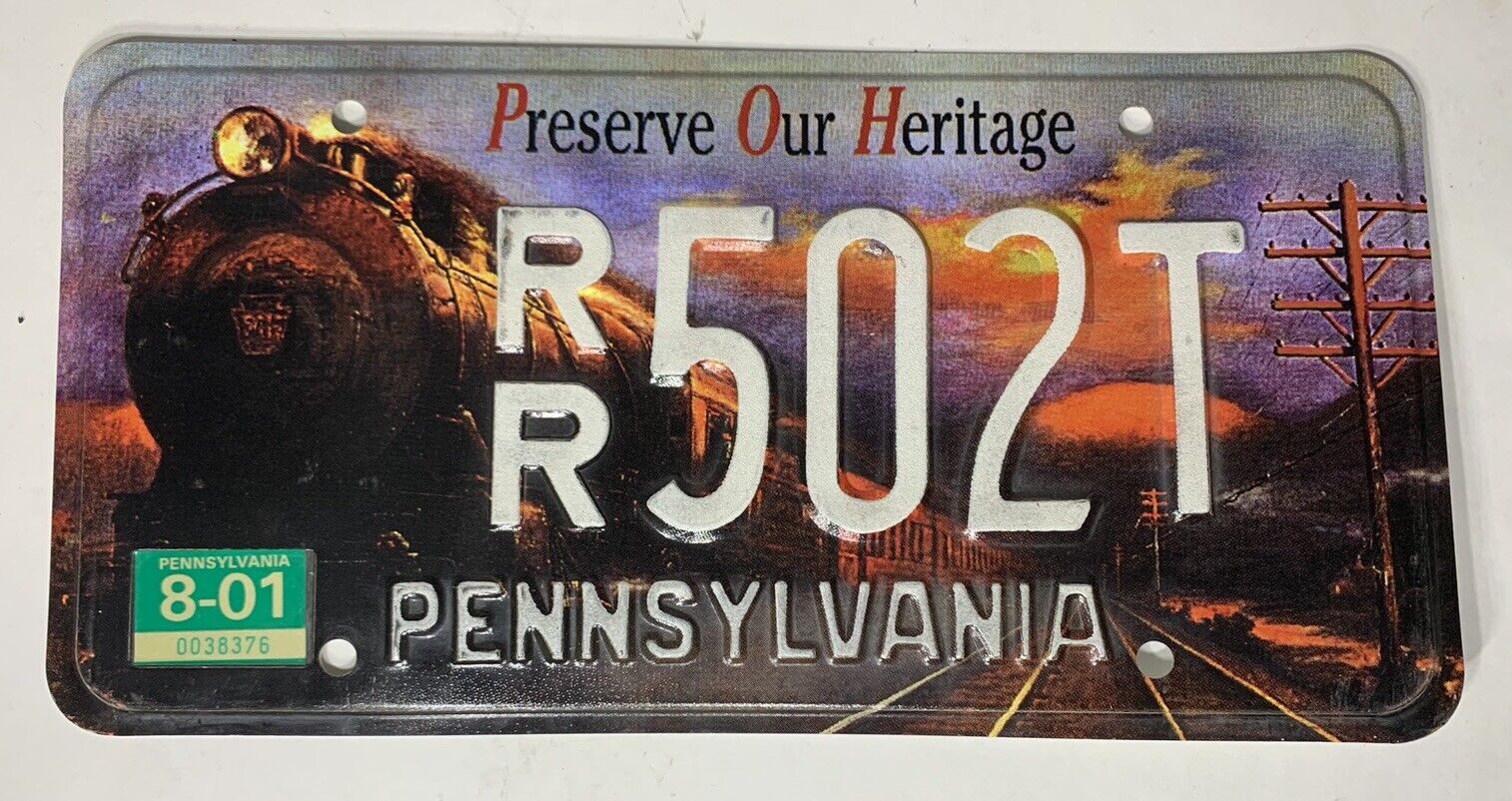 Rare Pennsylvania Railroad License Plate - Preserve Our Heritage - Great Cond.