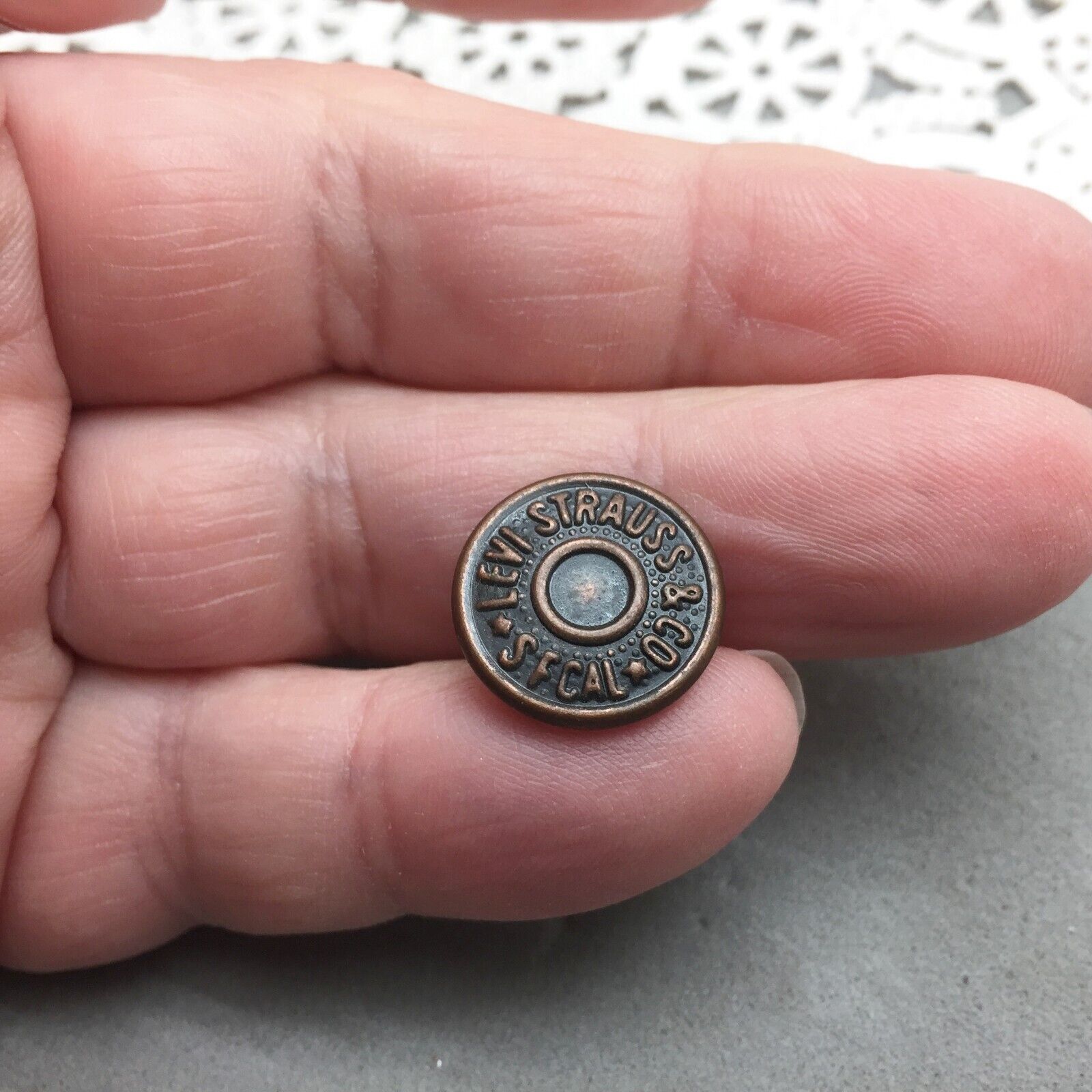 Vintage Levi Strauss SF CAL Metal Replacement Button Shank Back 5/8\