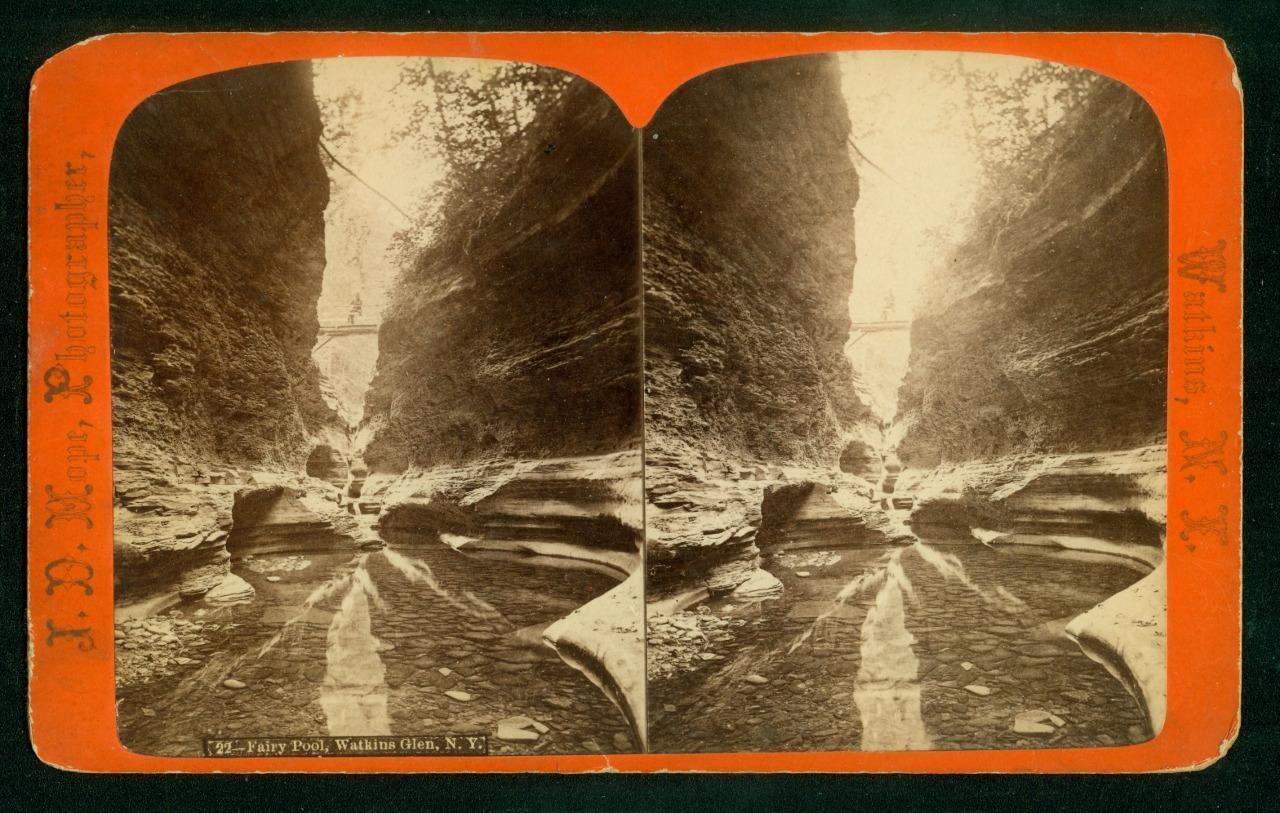 b283, James D. Hope Stereoview, #22, Fairy Pool, Watkins Glen, NY, 1870s