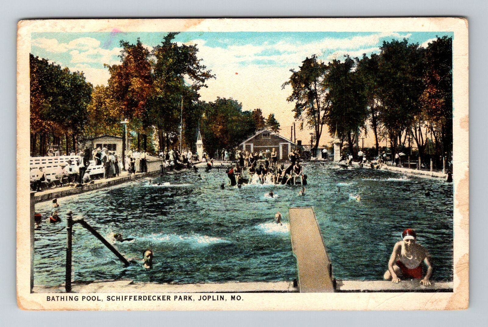 Joplin MO-Missouri, Schifferdecker Park, Bathing Pool Vintage Souvenir Postcard