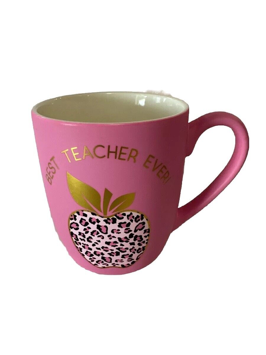 Sheffield BEST TEACHER EVER Pink Apple Leopard Print Mug