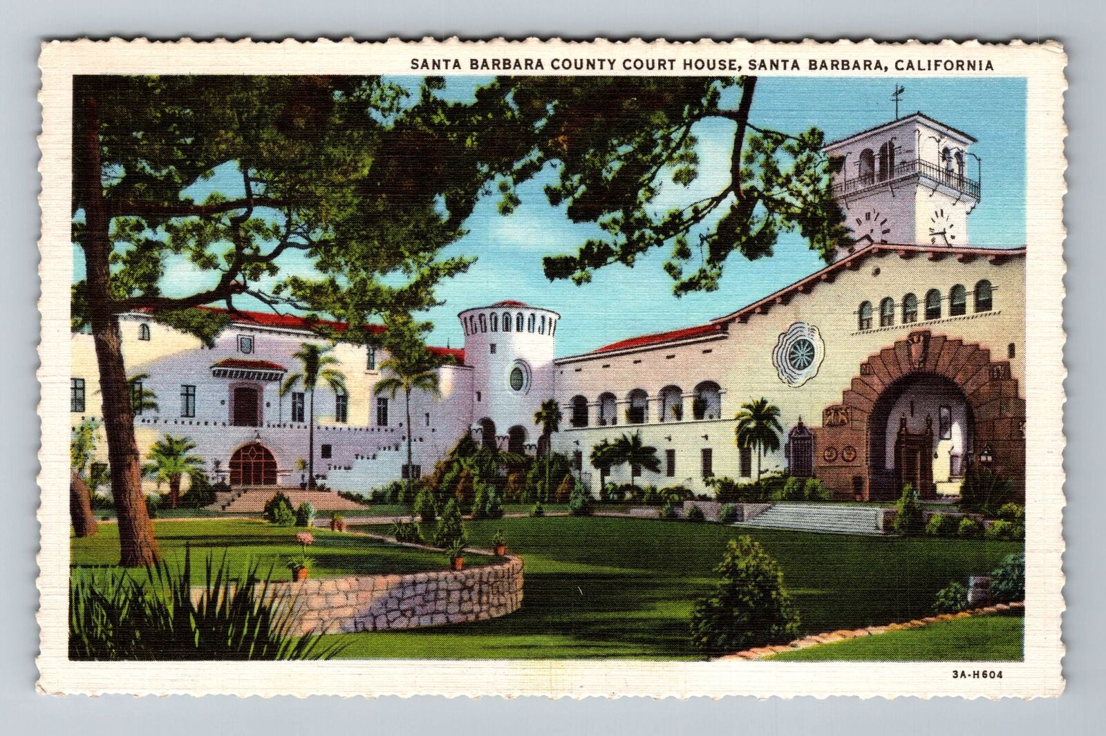 Santa Barbara CA-California, County Court House, c1935, Vintage Postcard