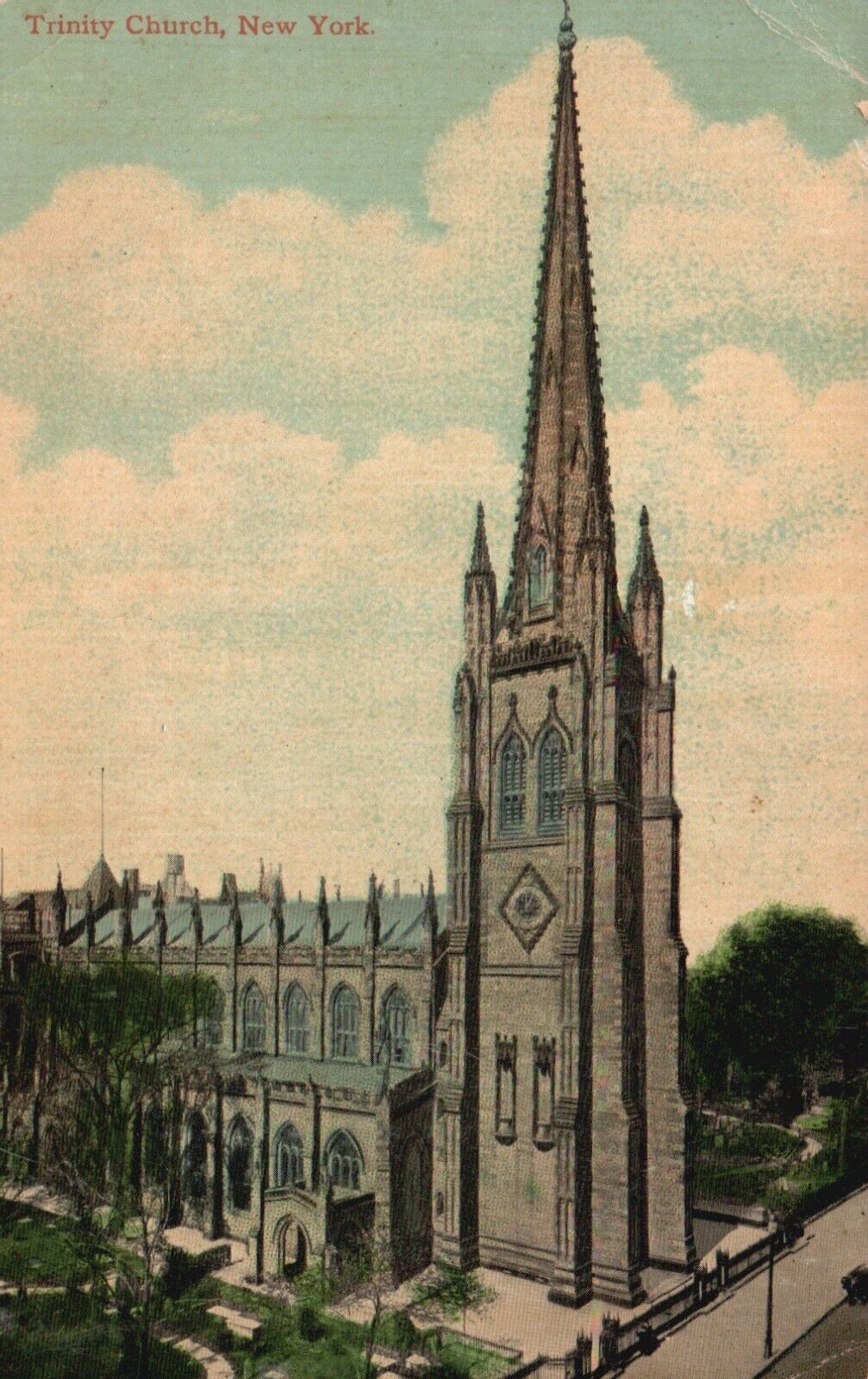 Postcard NY New York City Trinity Church 1912 Linen Posted Vintage PC G8675
