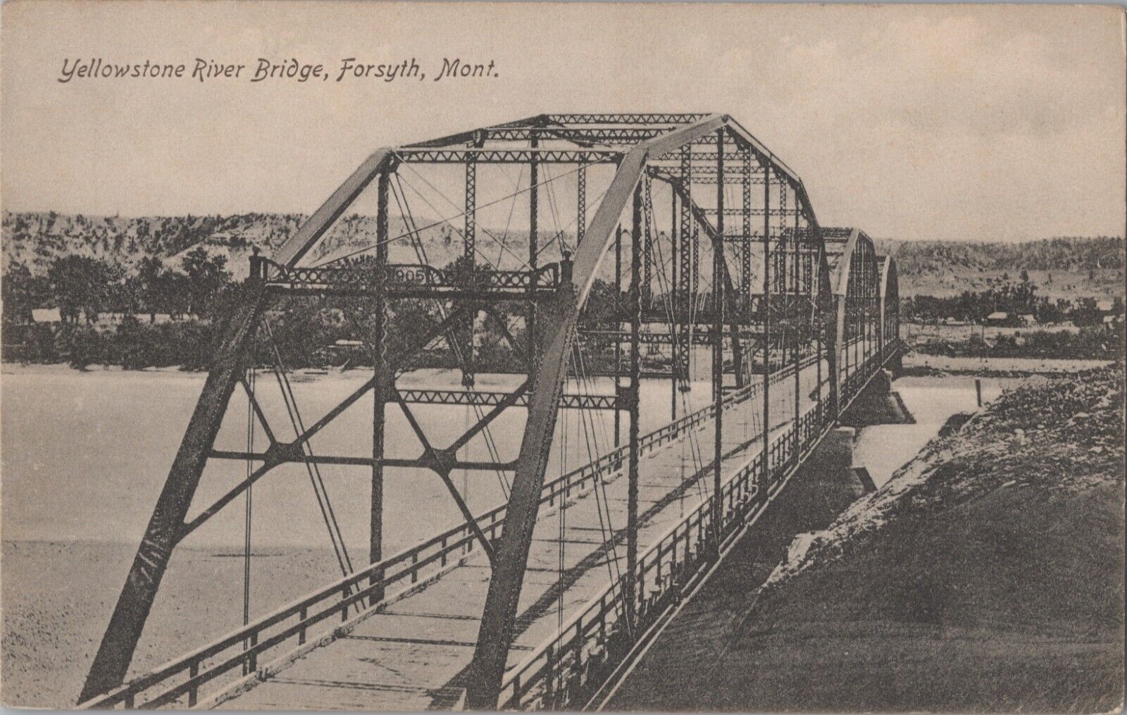 Postcard 1910s Montana MT Forsyth Yellowstone River Bridge