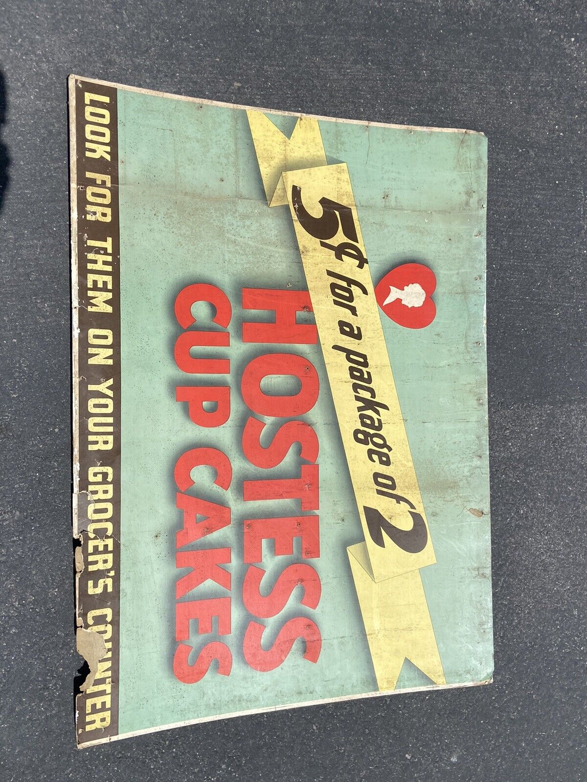 Vintage Hostess Cupcake cardboard Sign Large  Rare Antique Store Display Sign