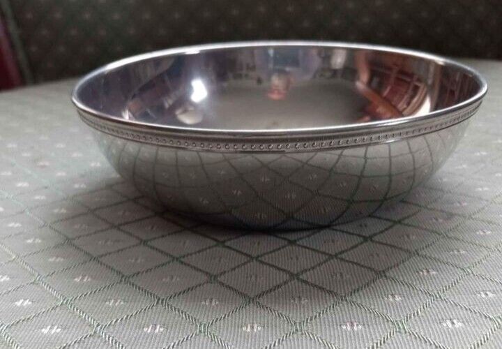 Tiffany & Co. Pewter Dish Bowl Beaded Rim Needs Polishing