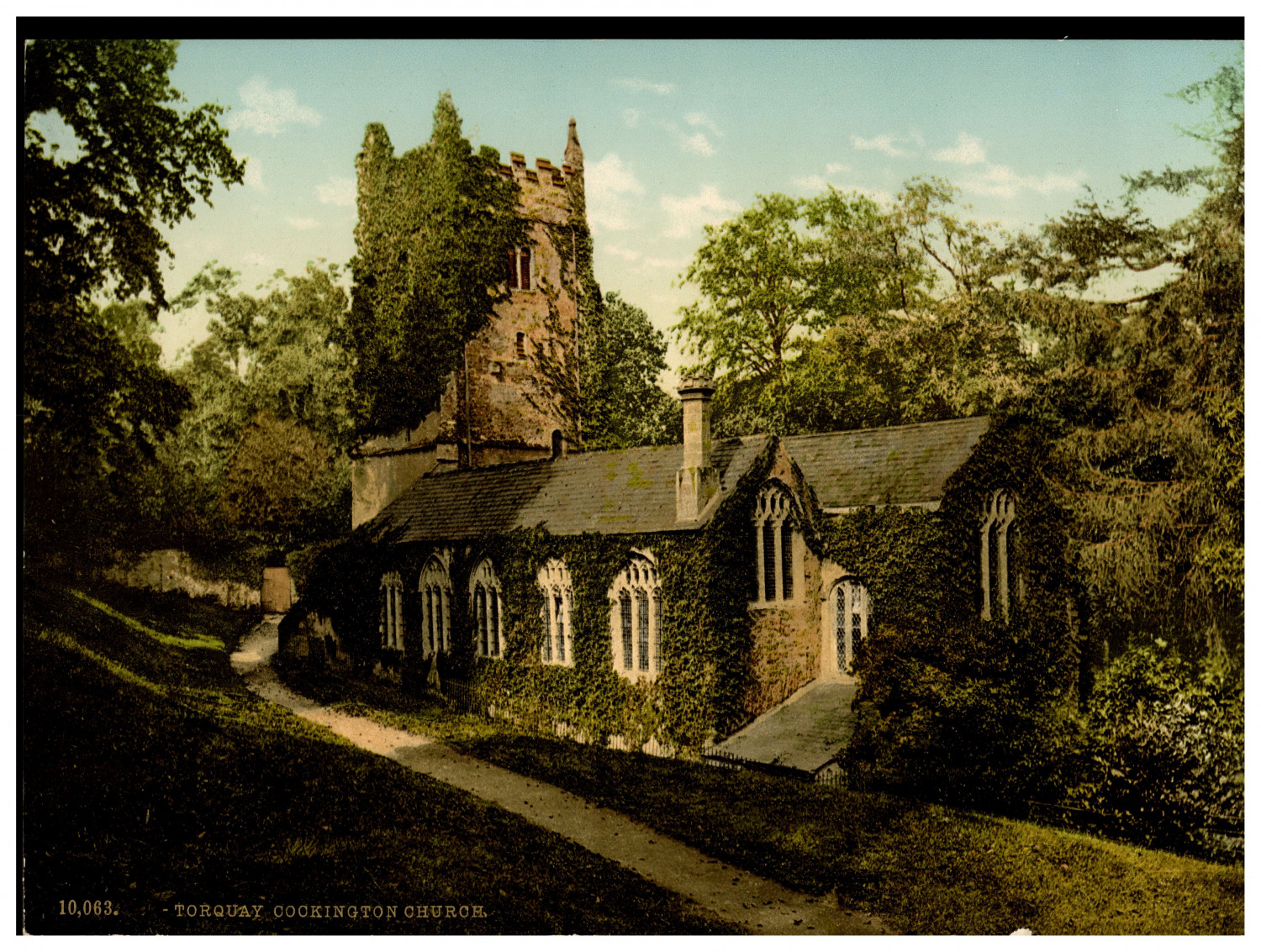 England. Torquay. Cockington Church. Vintage Photochrome by P.Z, Photochrome Zu