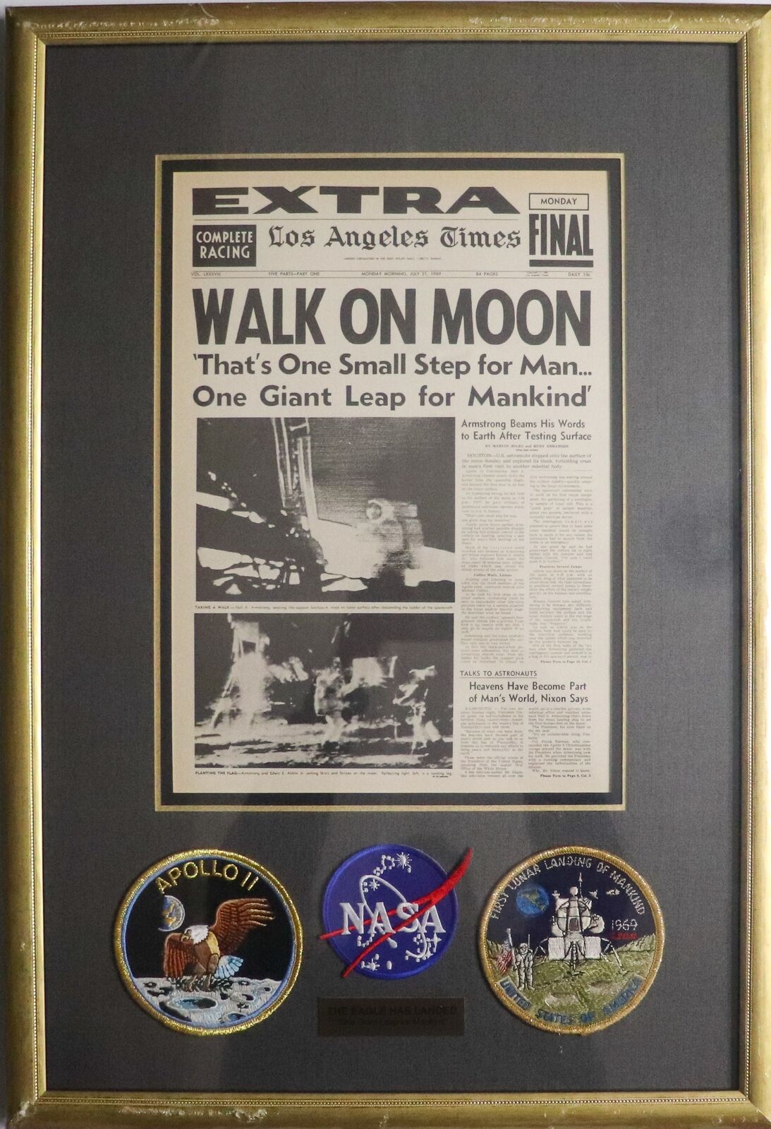 The Eagle Has Landed Apollo 11 Moon Landing Tribute, Framed, 24” H X 17” W
