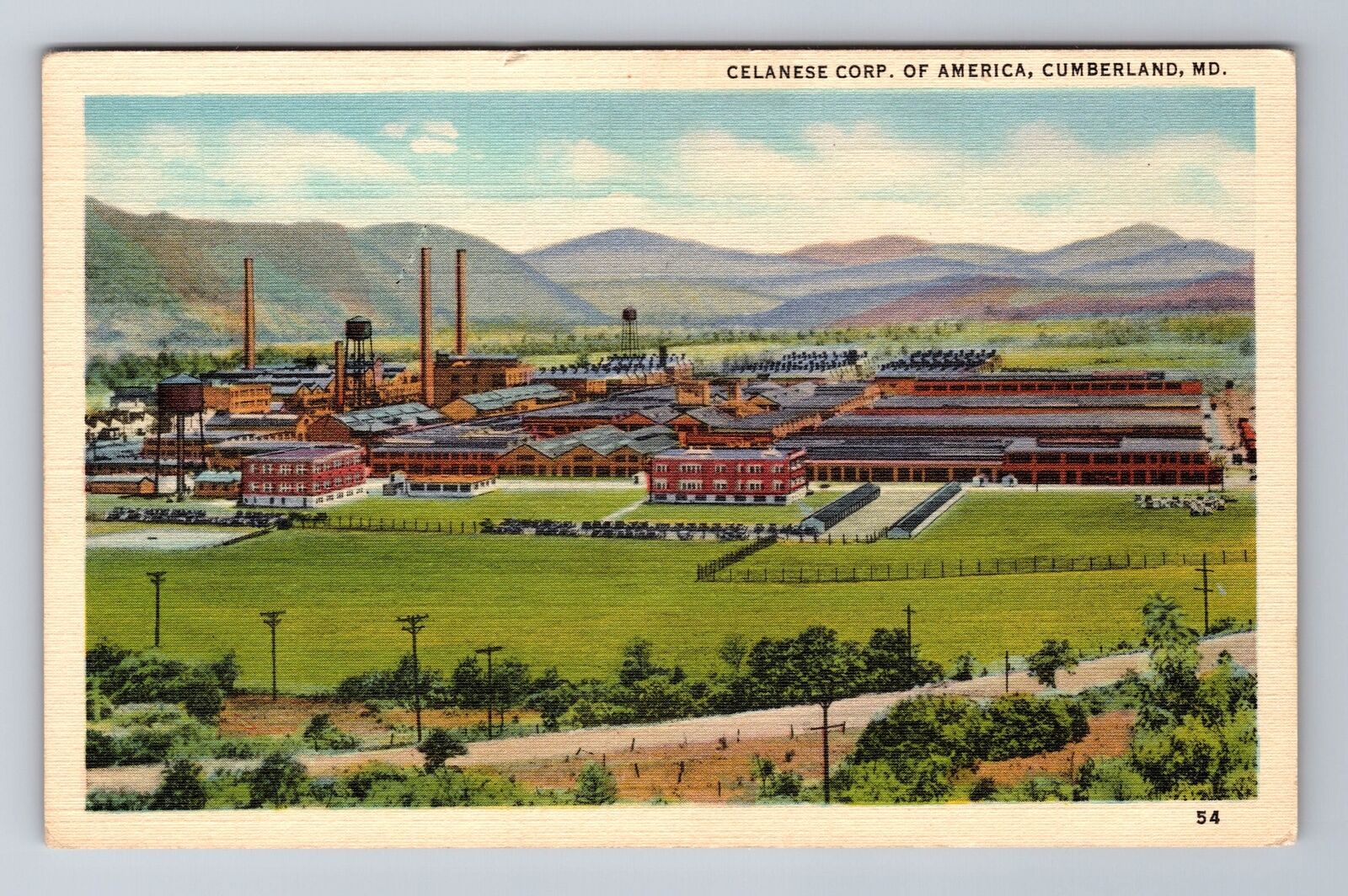Cumberland MD-Maryland, Celanese Corp. Of American, Antique Vintage Postcard