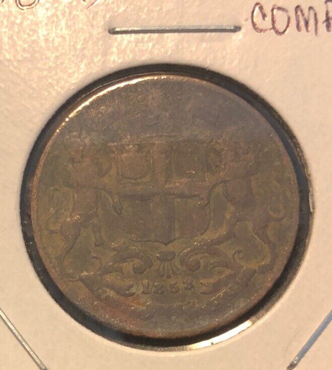 1858 BRITISH INDIA EAST INDIA COMPANY ONE QUARTER ANNA COPPER COIN-KM#463.1
