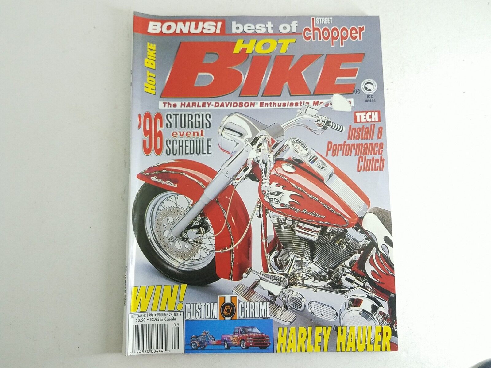 Hot Bike Magazine September 1996 Street Chopper Harley Davidson
