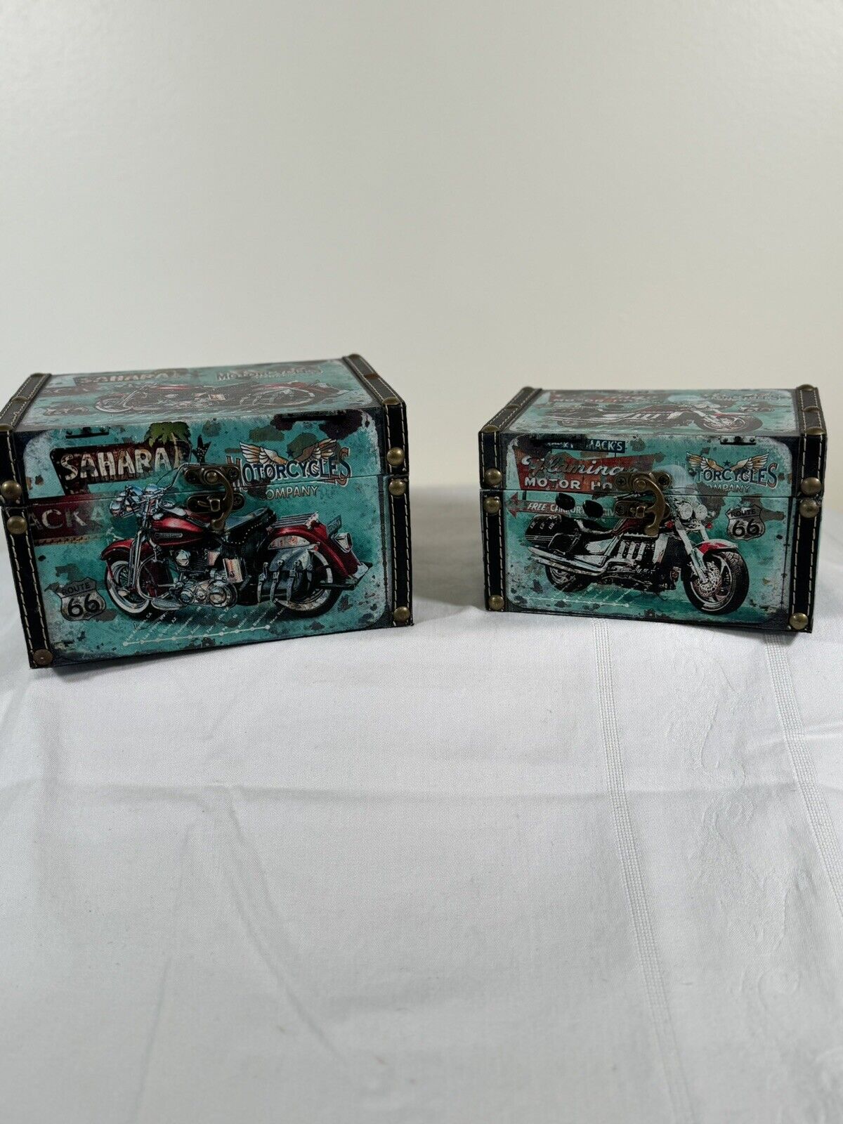 Motorcycle nesting boxes set of 2 unique graphics