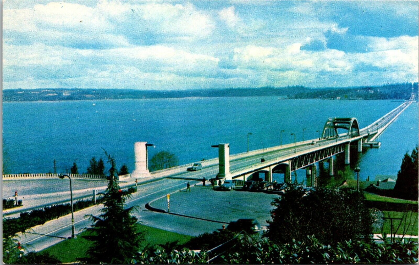 Vintage Postcard Lake Washington Floating Bridge Seattle Washington WA
