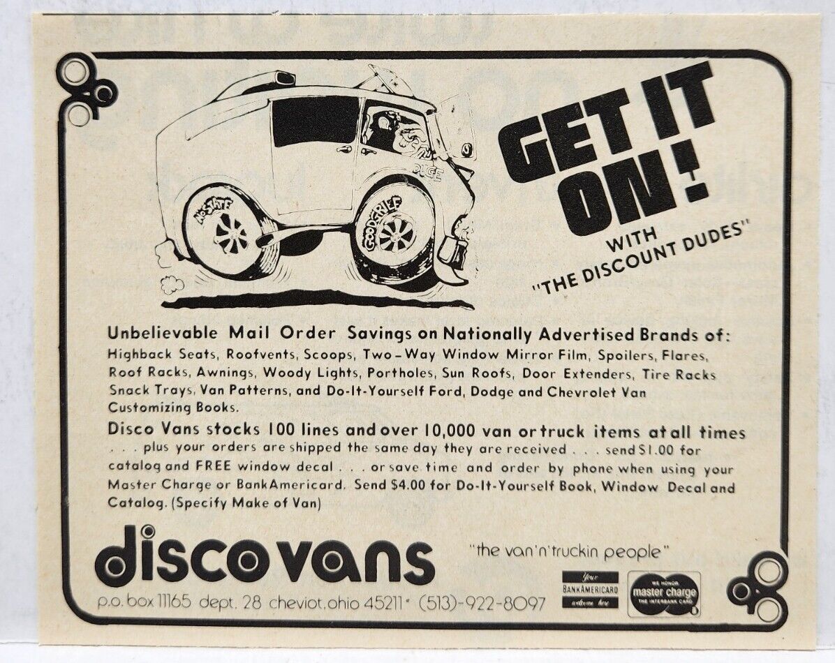 1977 Disco Vans Get It On Retro Print Ad Man Cave Poster Art 70\'s Cheviot OH