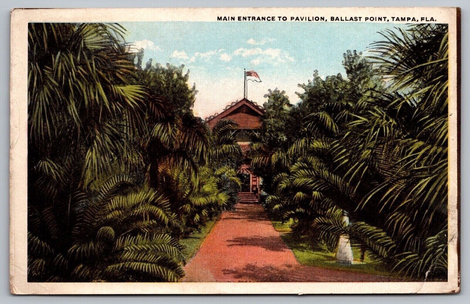 Main Entrance Pavilion Ballast Point Tampa FL Florida WB Postcard UNP VTG